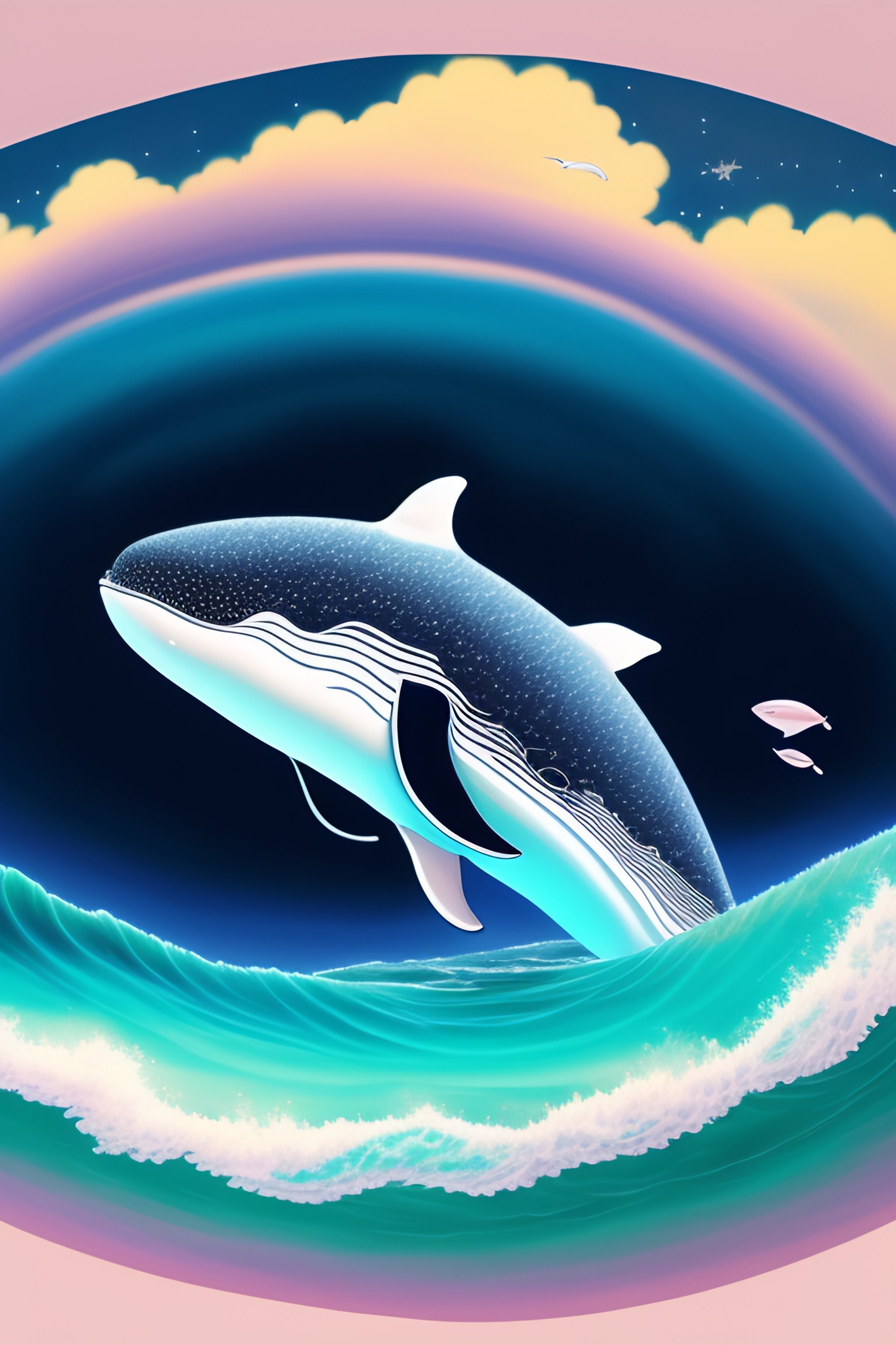Lexica - Photo of a whale drifting in cosmos, anime style