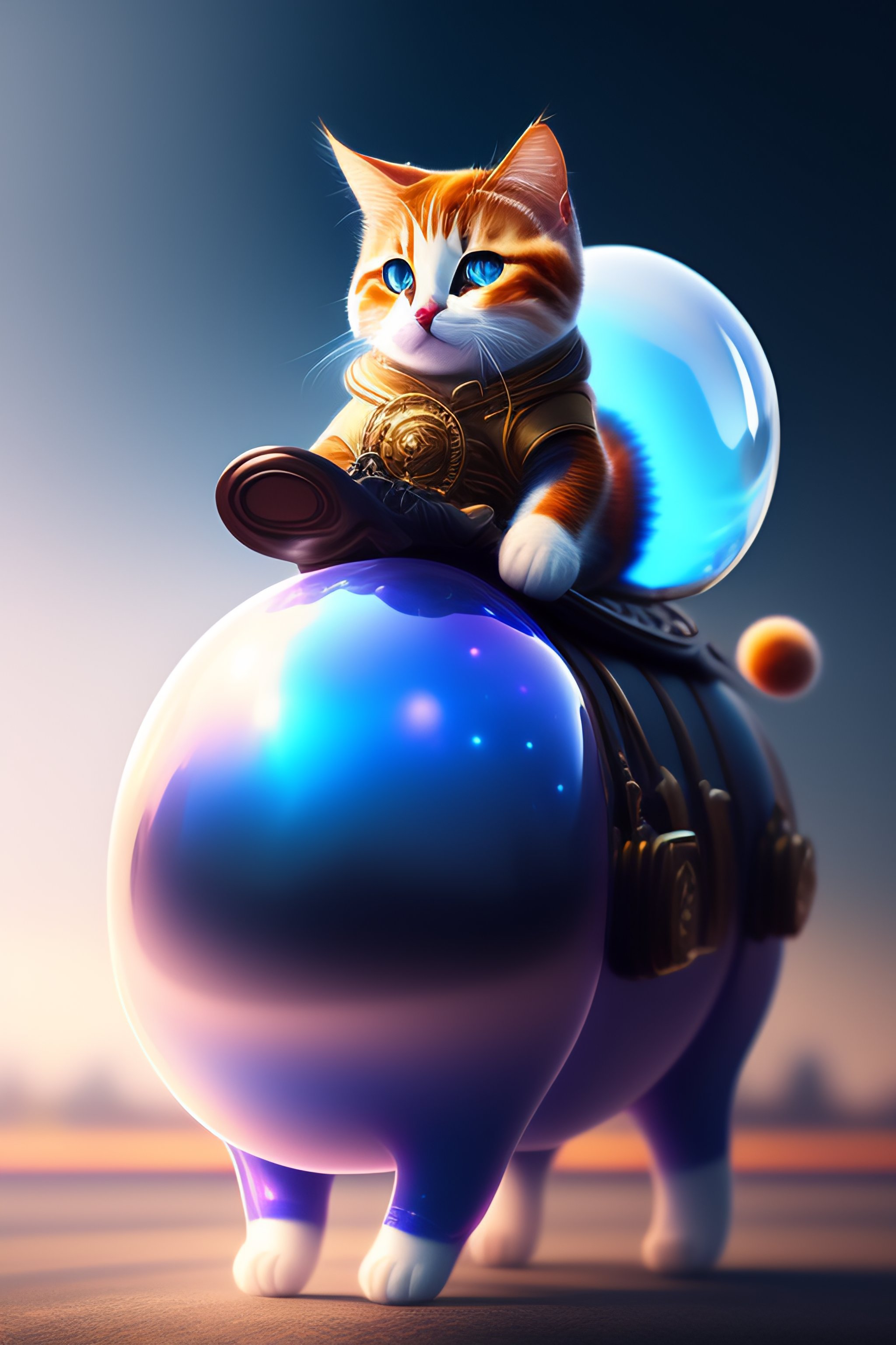 Lexica - Cinematic portrait of cute Mew riding large blue bubble, oil ...