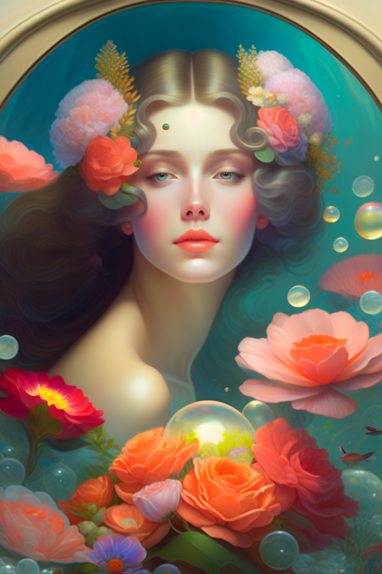 Lexica - Portrait of a beautiful mysterious woman holding a bouquet of ...