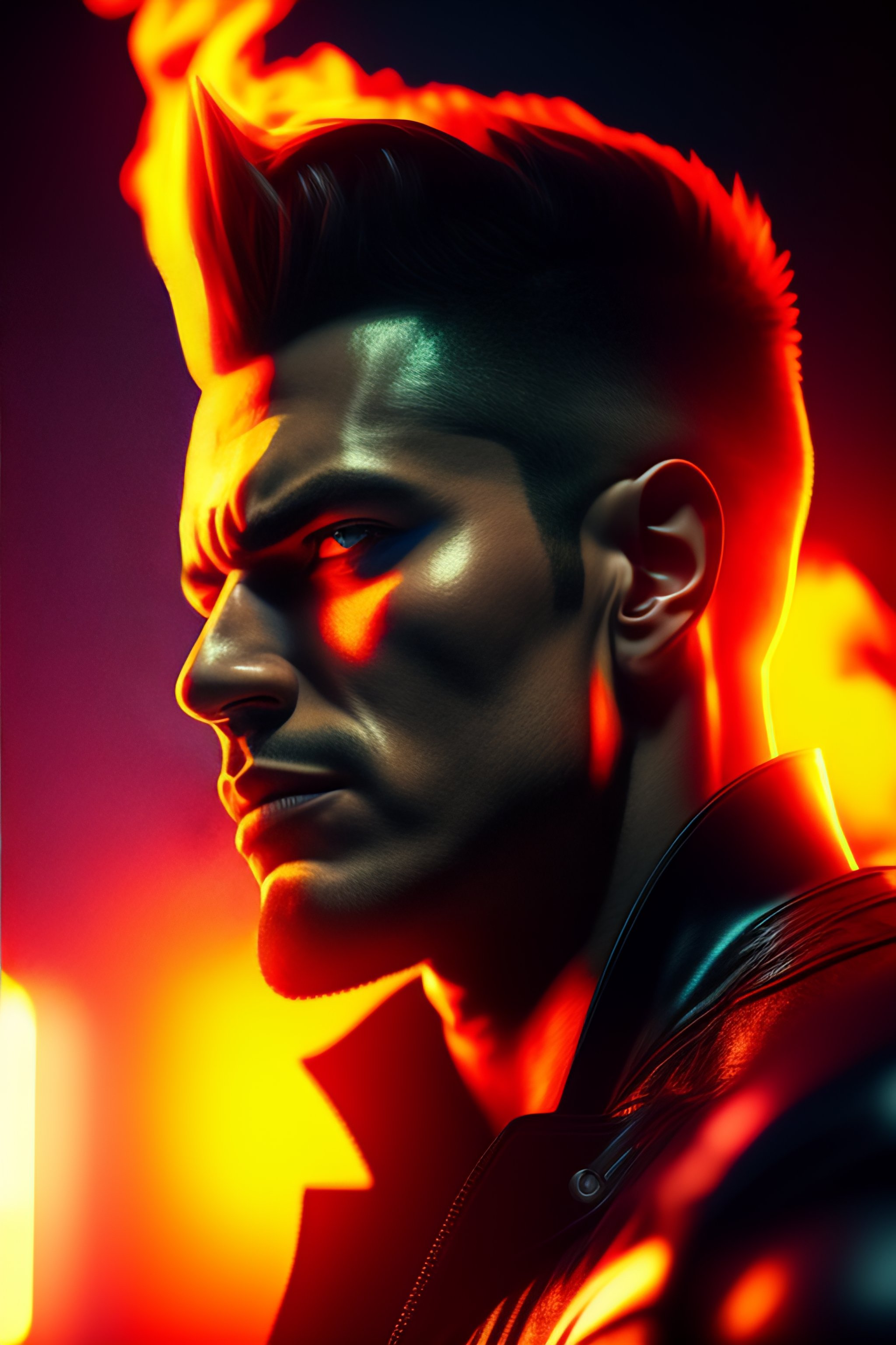 Lexica - A closeup portrait of duke nukem, dramatic light, explosion ...