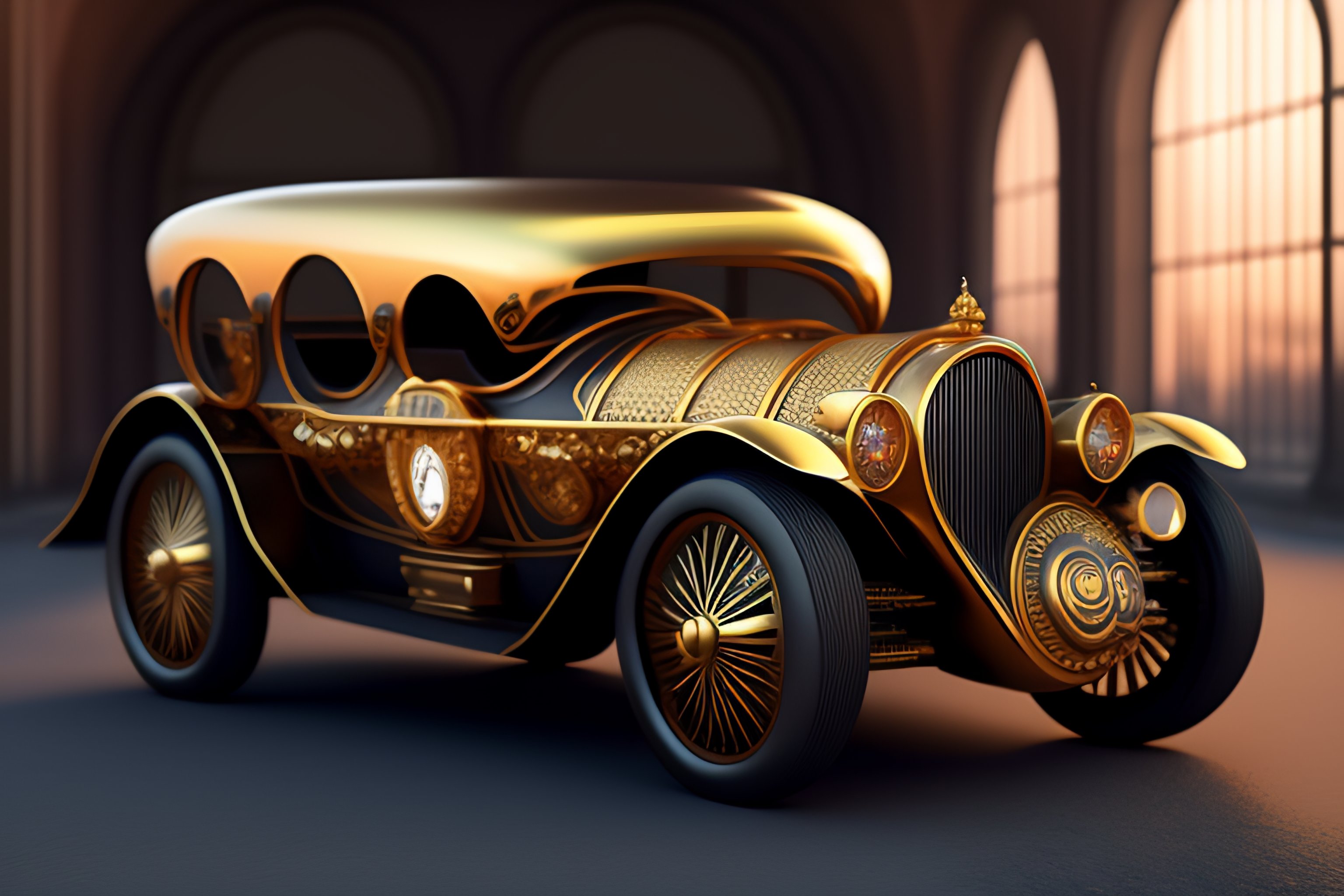 Lexica STEAMPUNK CAR, inspired by Robert J. Brawley, autodestructive