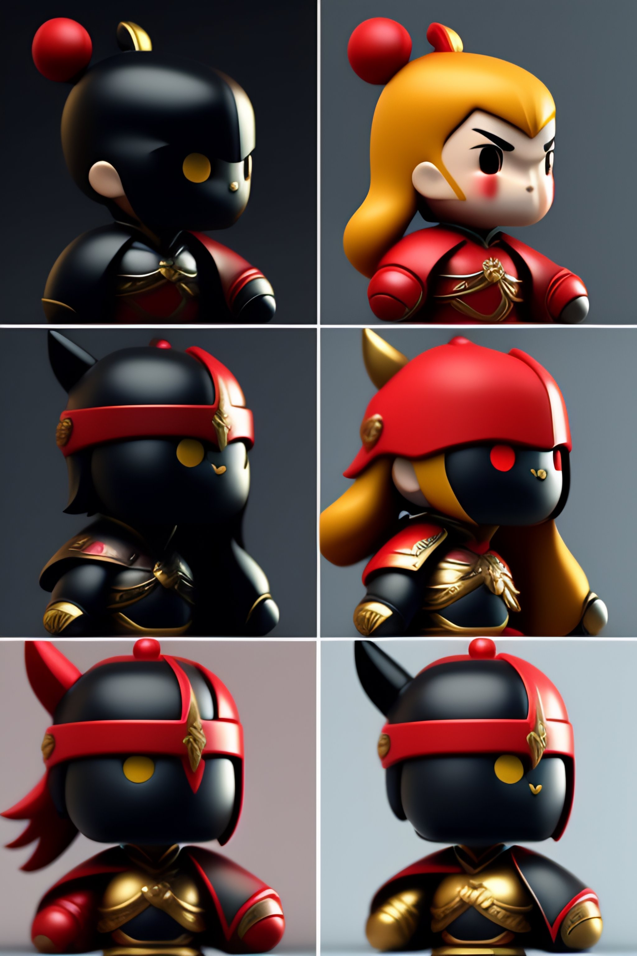 Lexica - 3D Model In 4 Different Angles Of A Fighting Game Character ...