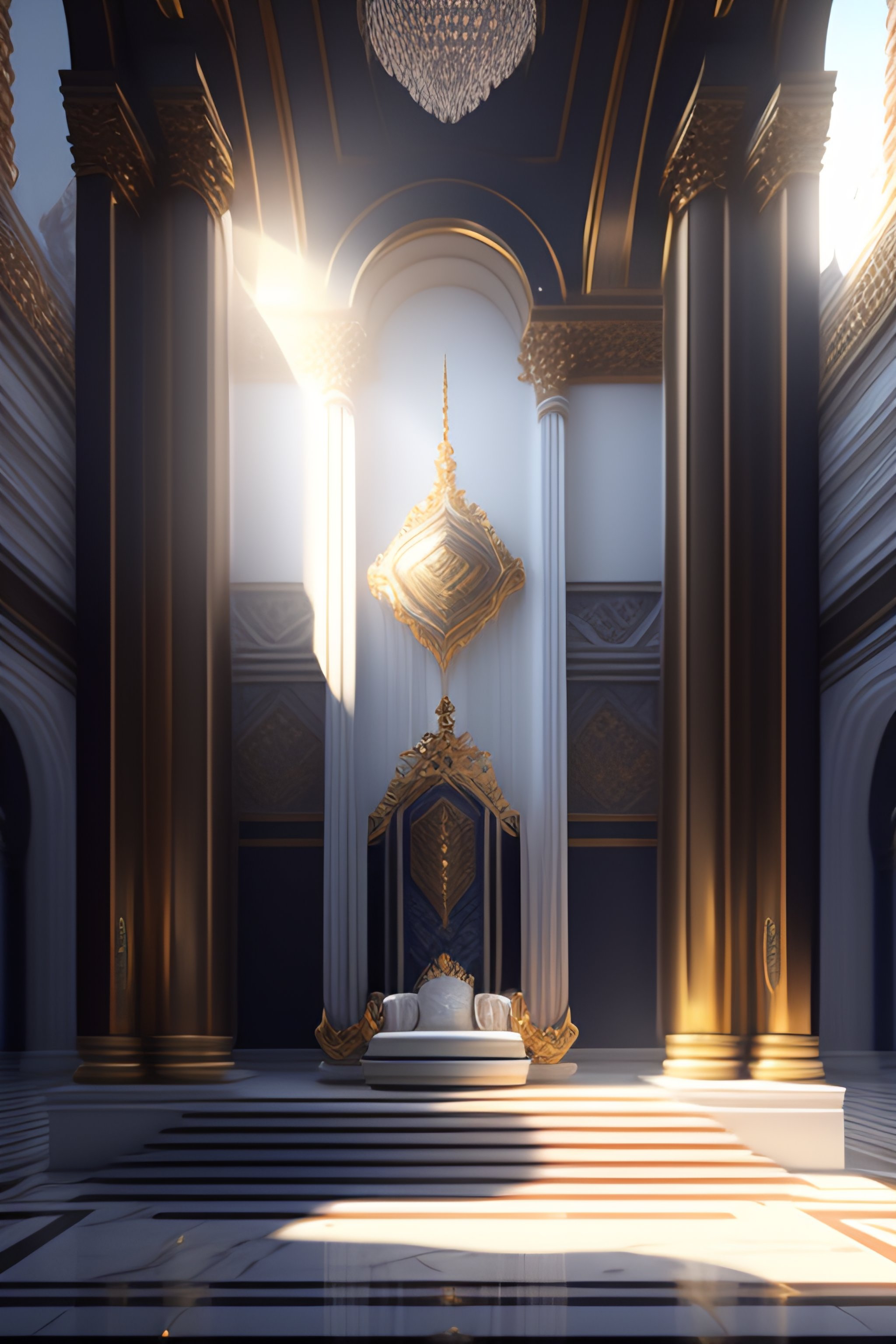 Lexica Wide angle shot of Beautiful fantasy throne room made from