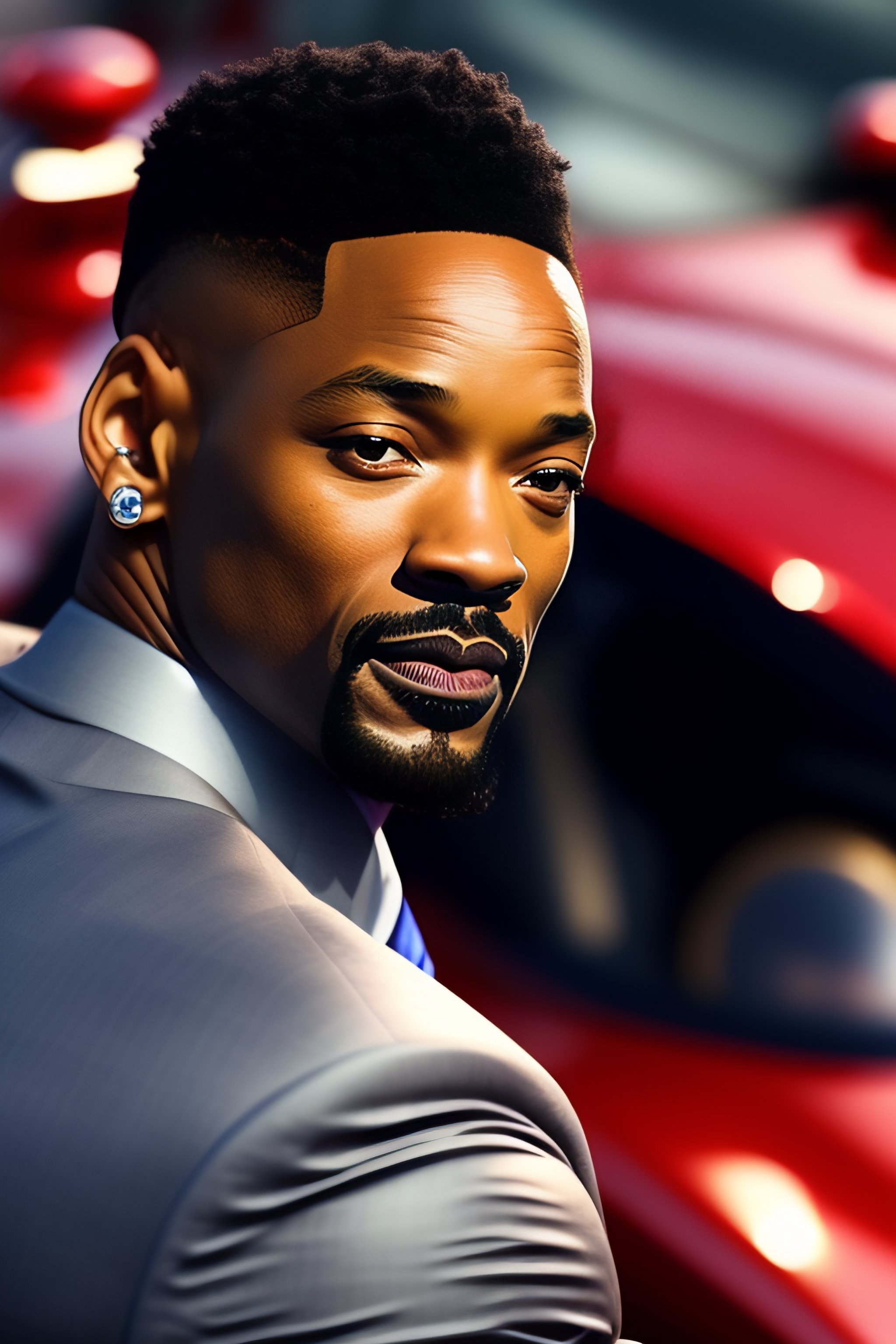 Lexica - Anime of will smith holding wearing a driftelement rim watch while  driving a super car