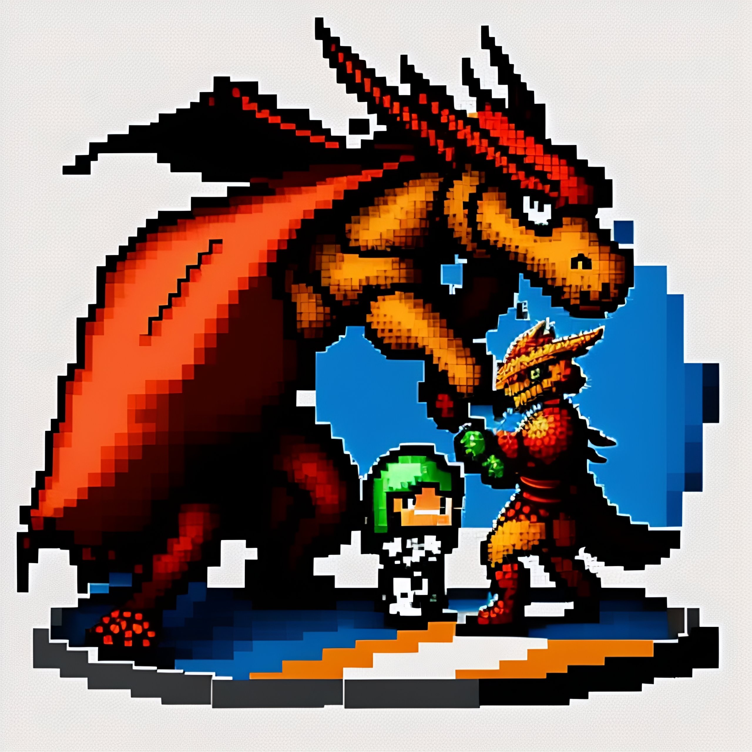 Lexica - Berber knight fighting dragon in pixel art