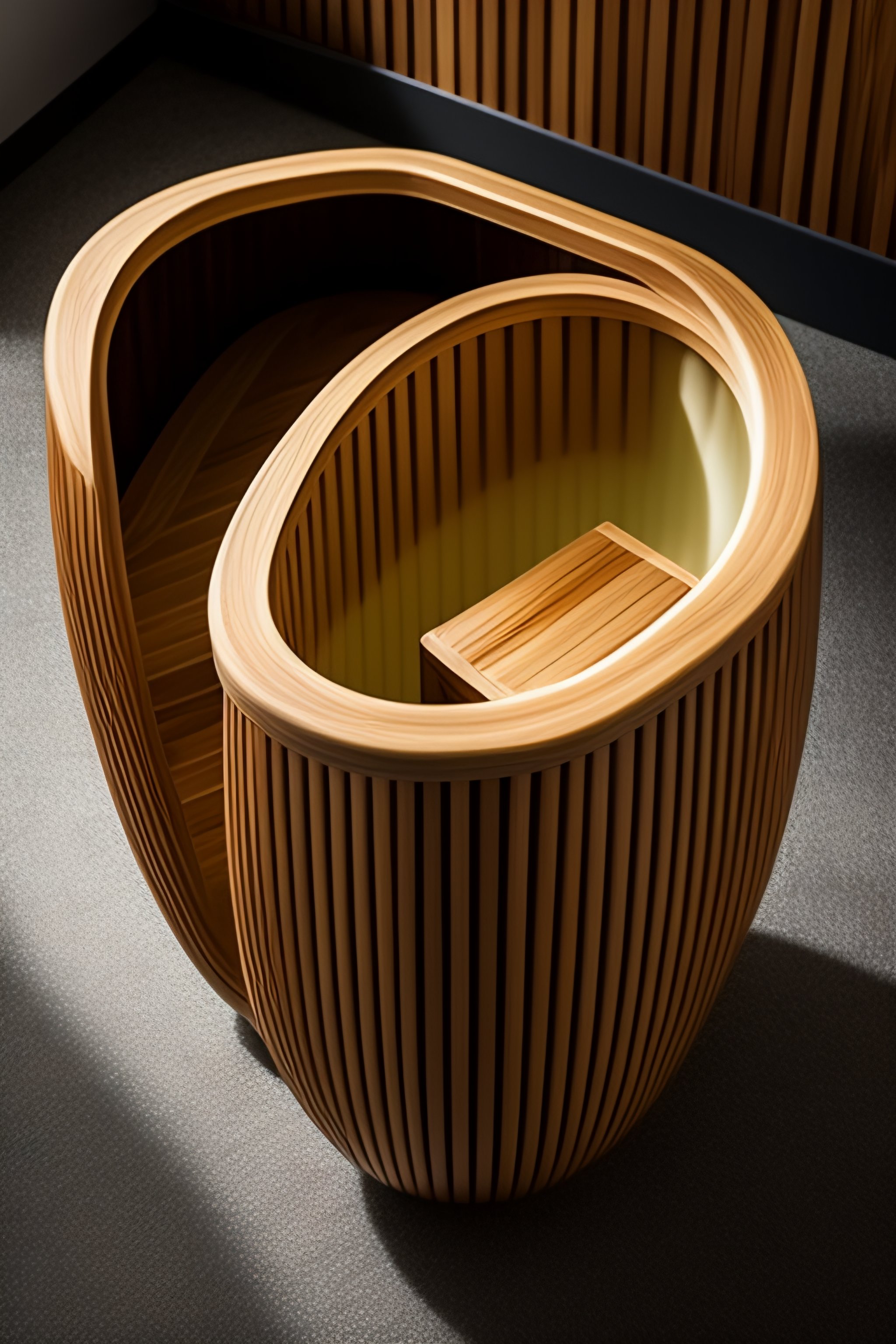 Lexica - A wooden urinal made out of old bamboo. Moss. Cottage core
