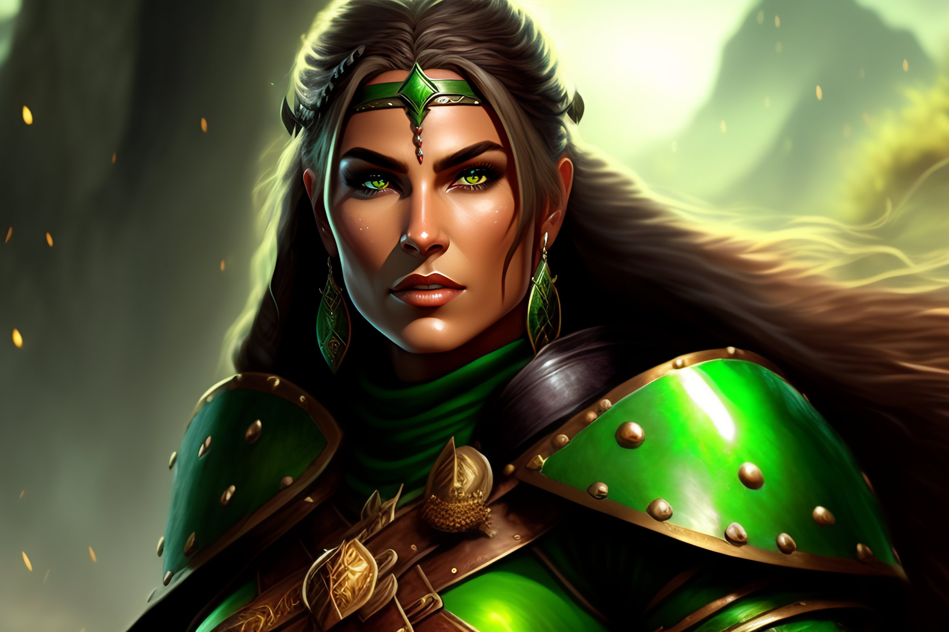 Lexica Green skinned Halforc female shield maiden