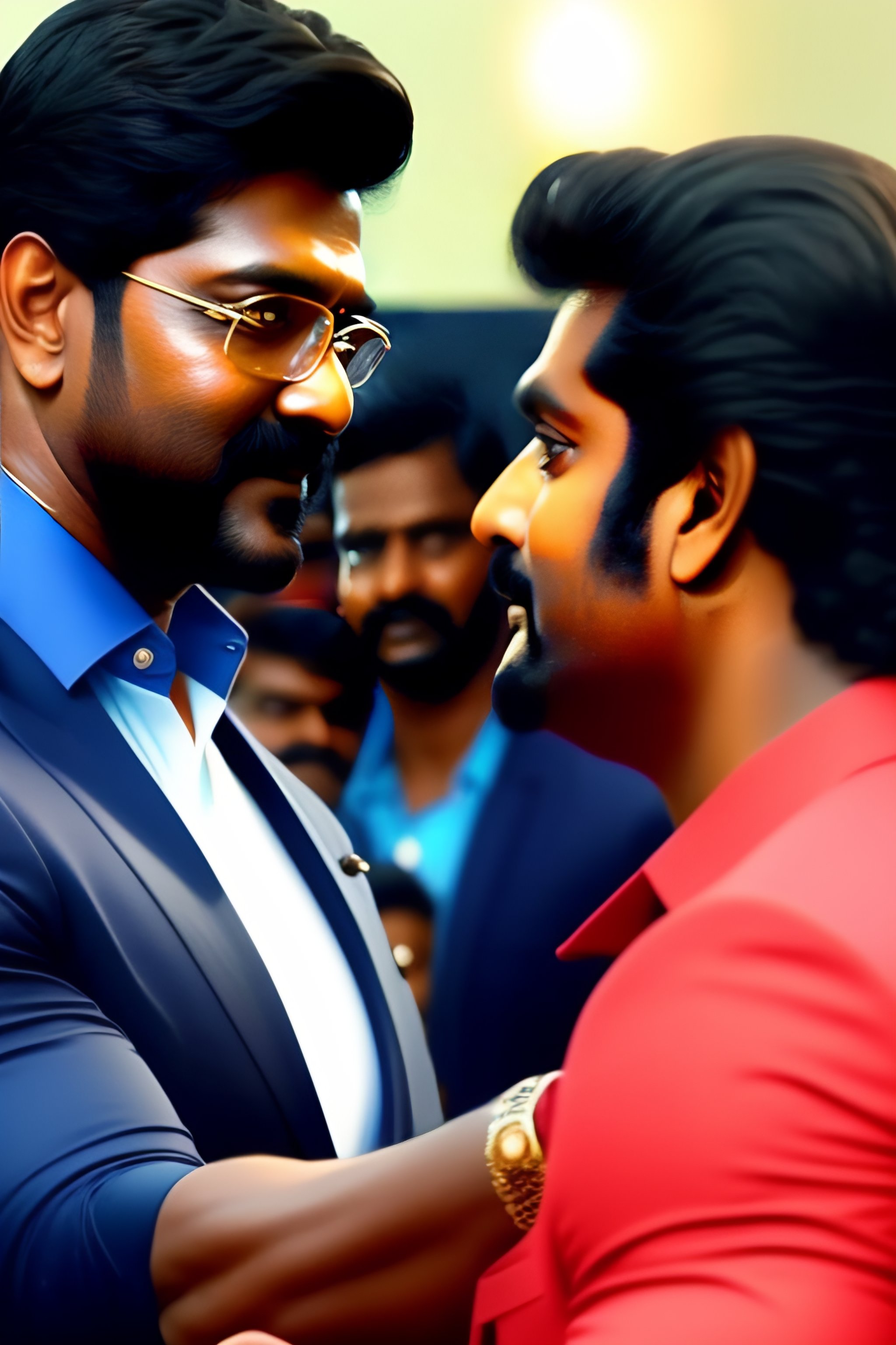 Lexica Tamil actor vijay handshake with tamil actor ajith kumar