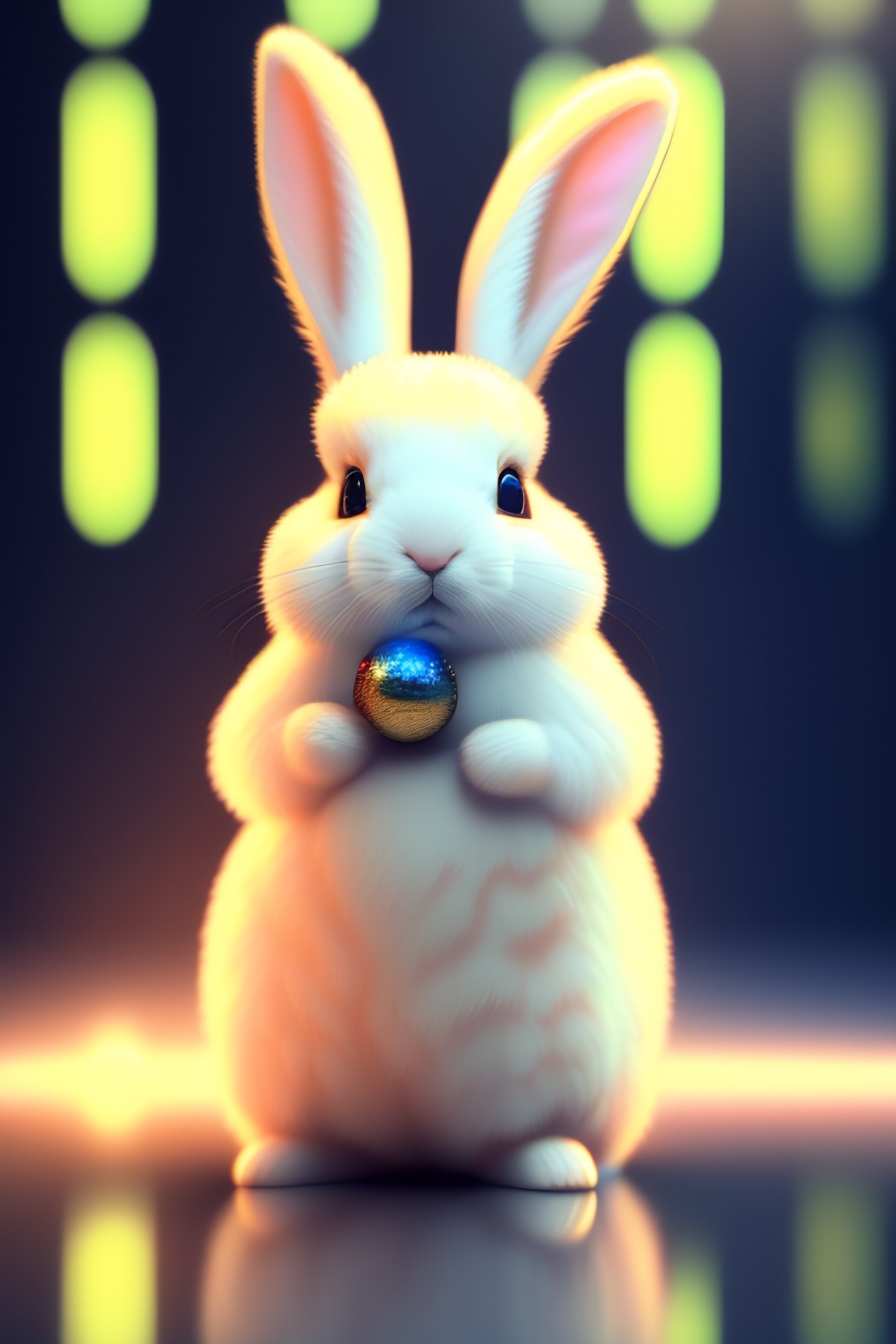Lexica - A 3d render of a cute fuzzy pet rabbit dressed in a white lab ...