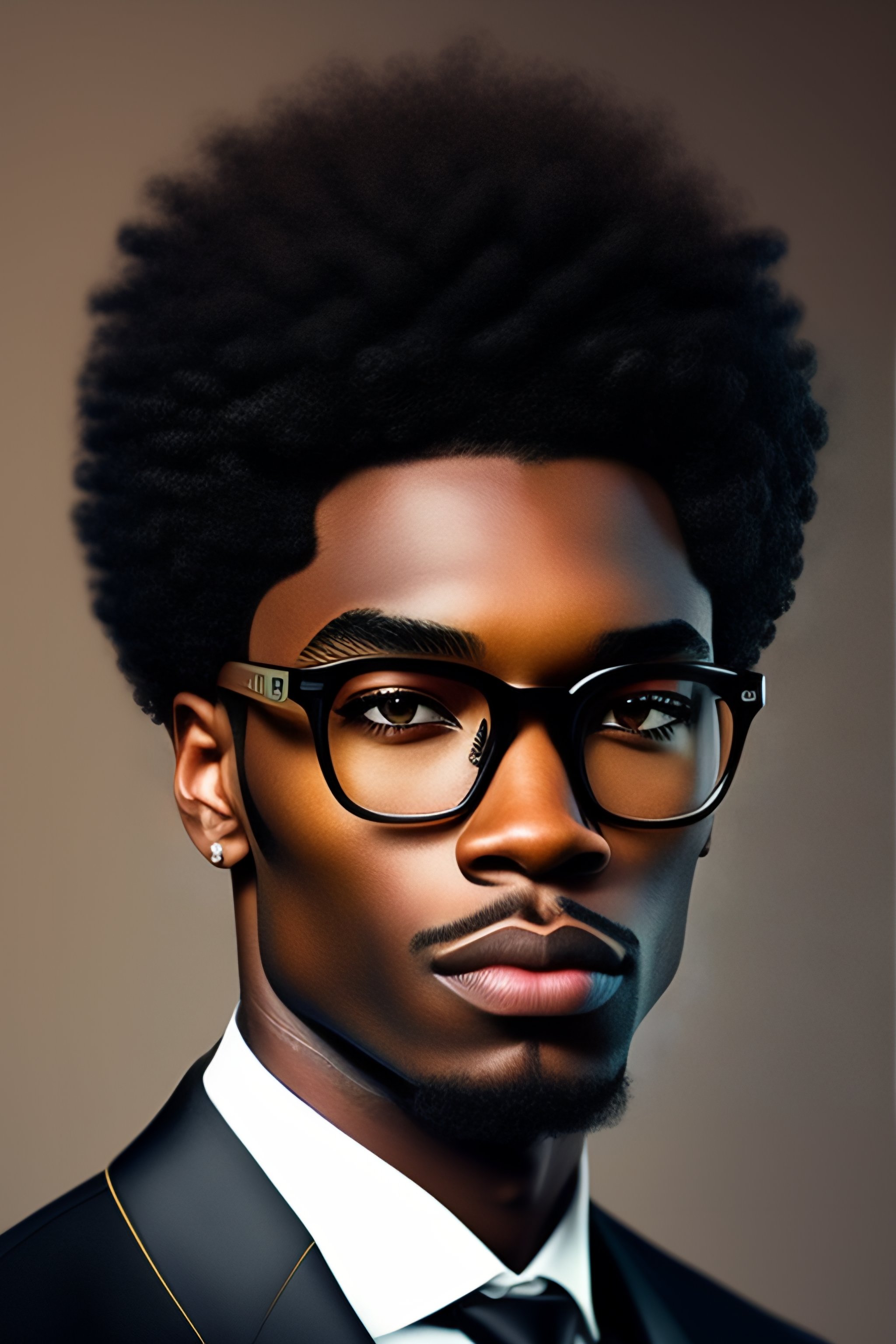 Lexica - Anime black man, eyeglasses curly hair