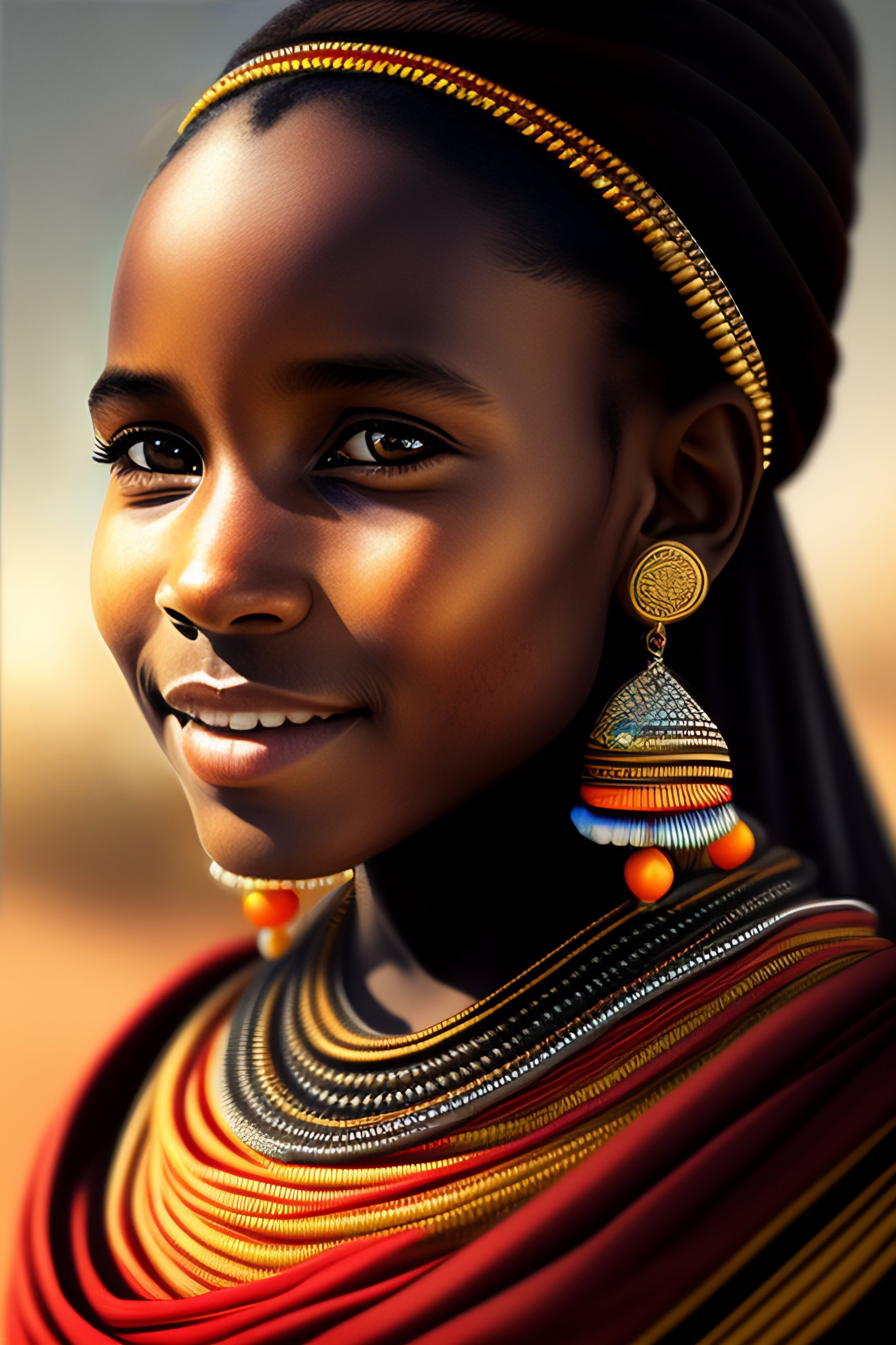 Lexica - Award winning digital sketch of a traditional maasai girl