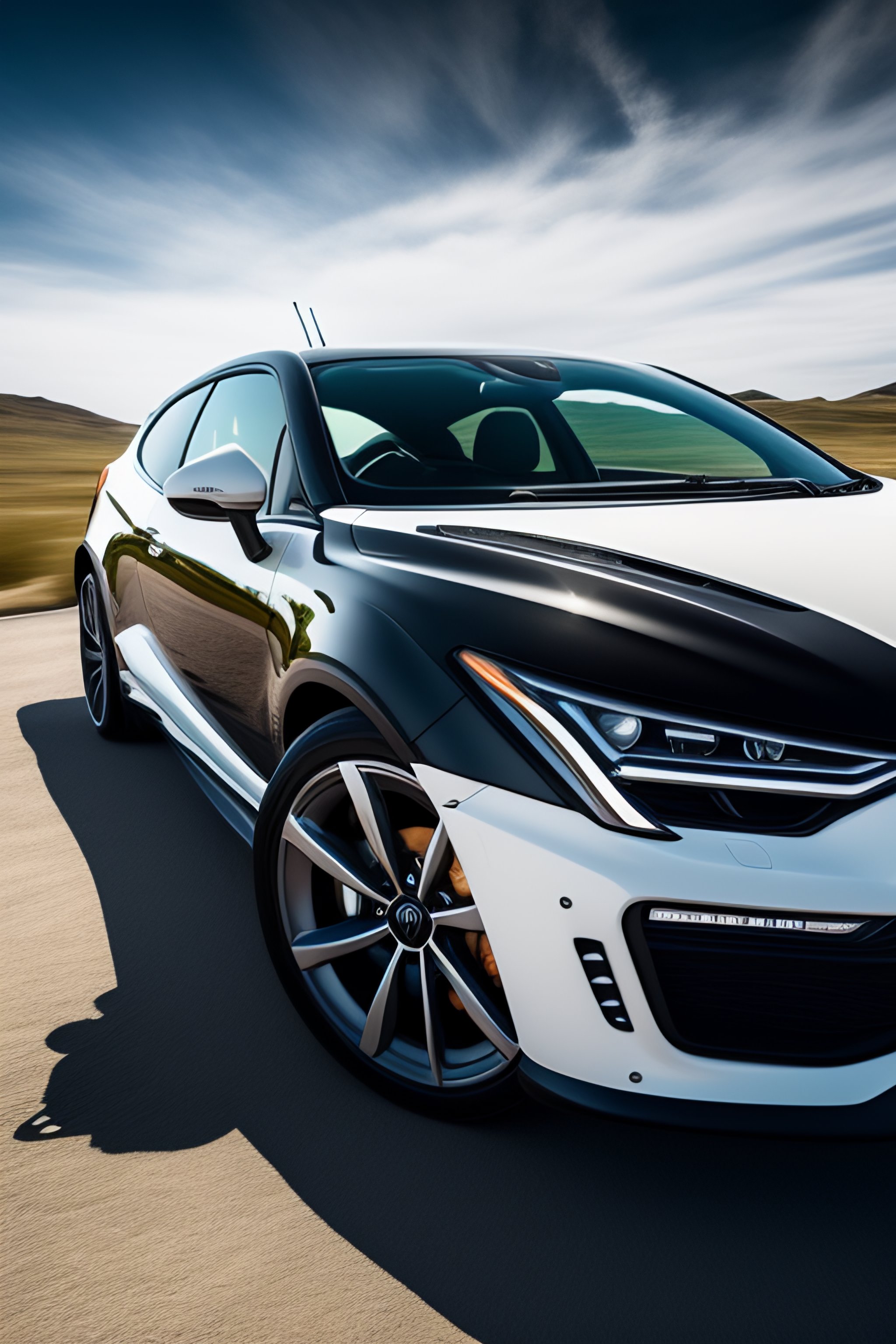 Lexica Portret white black car and his owner