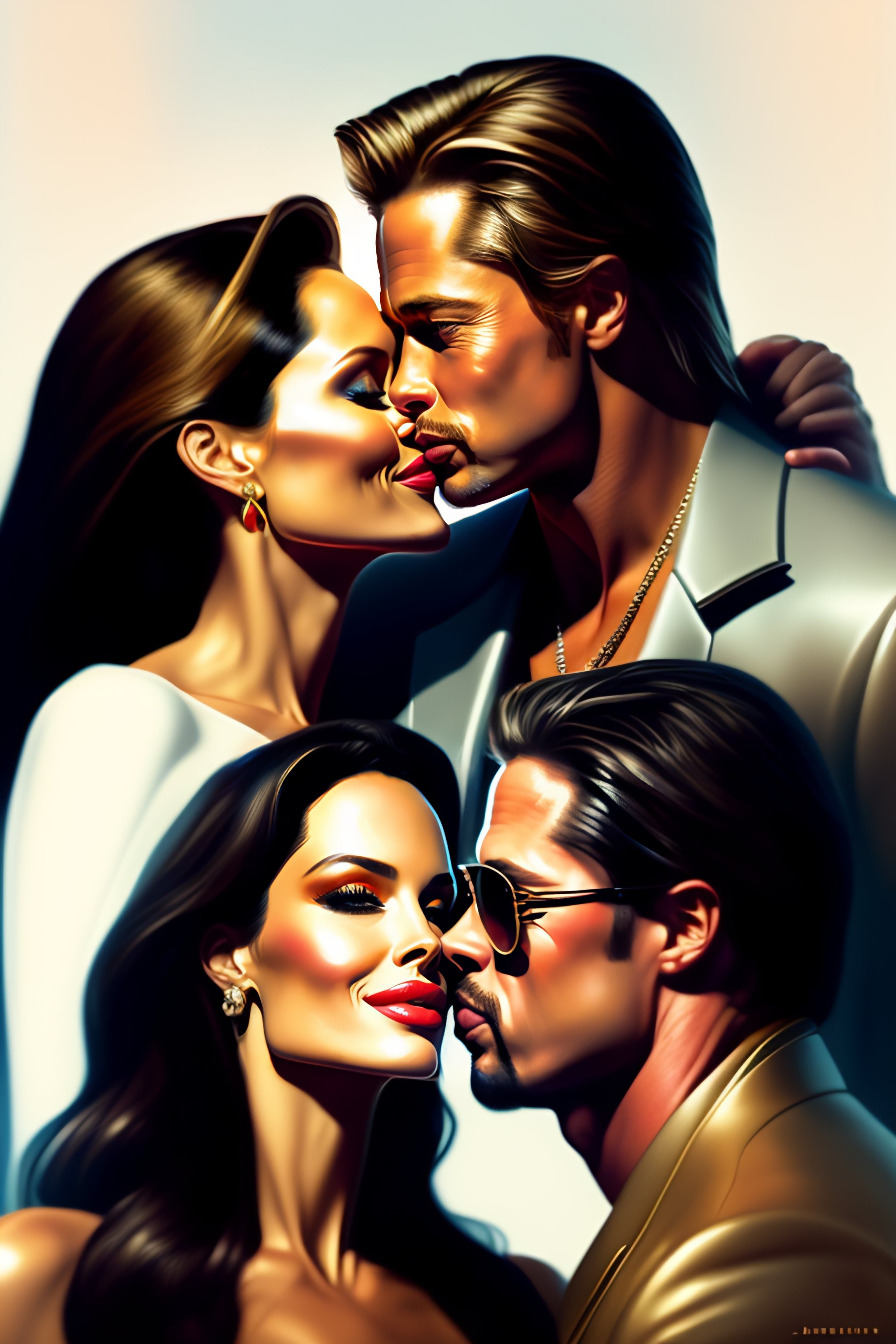 Lexica - The Angelina, Jolie, and boss ceo Brad Pitt kissing , as