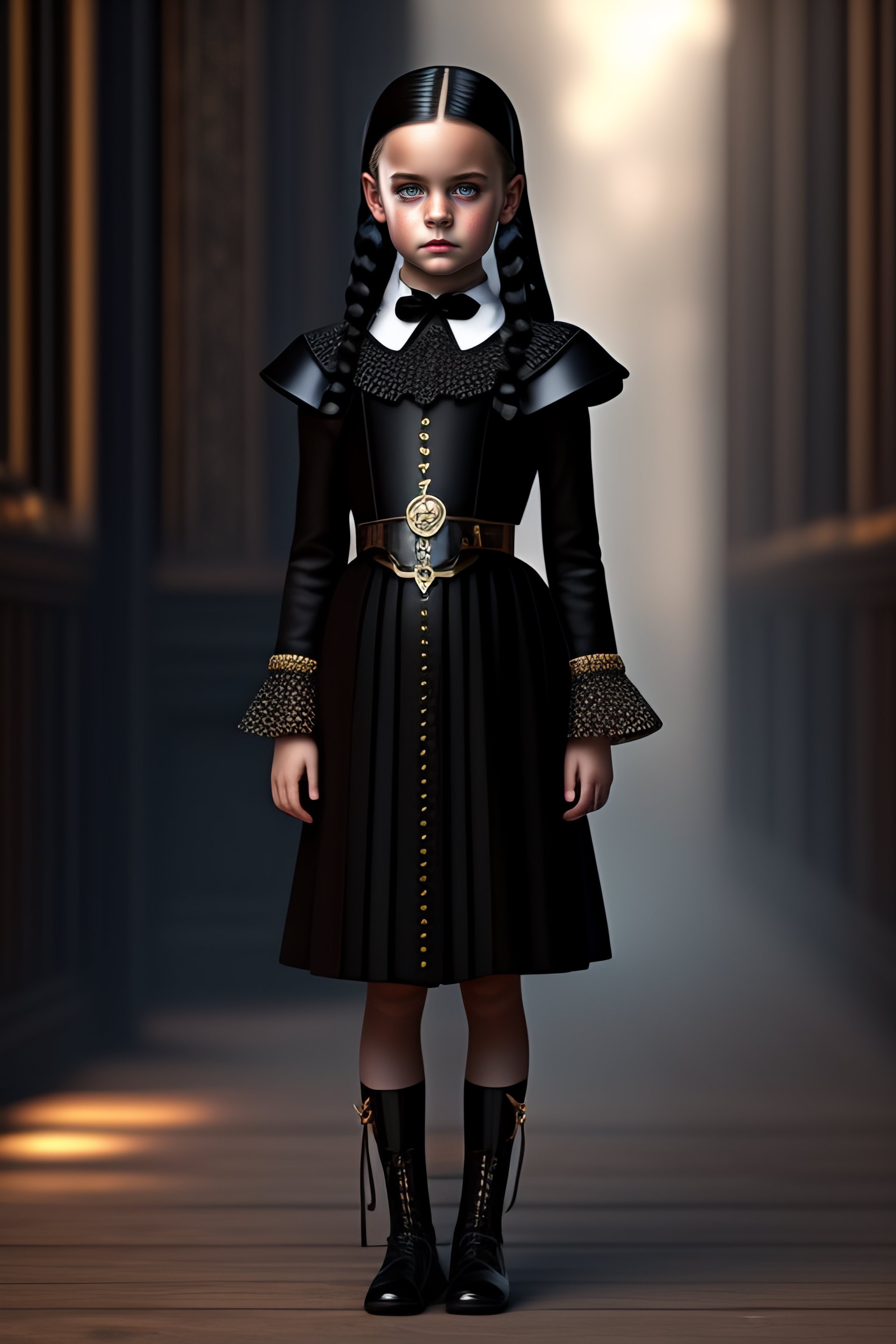 Lexica - Young stunning Wednesday Addams sad expression wearing ...