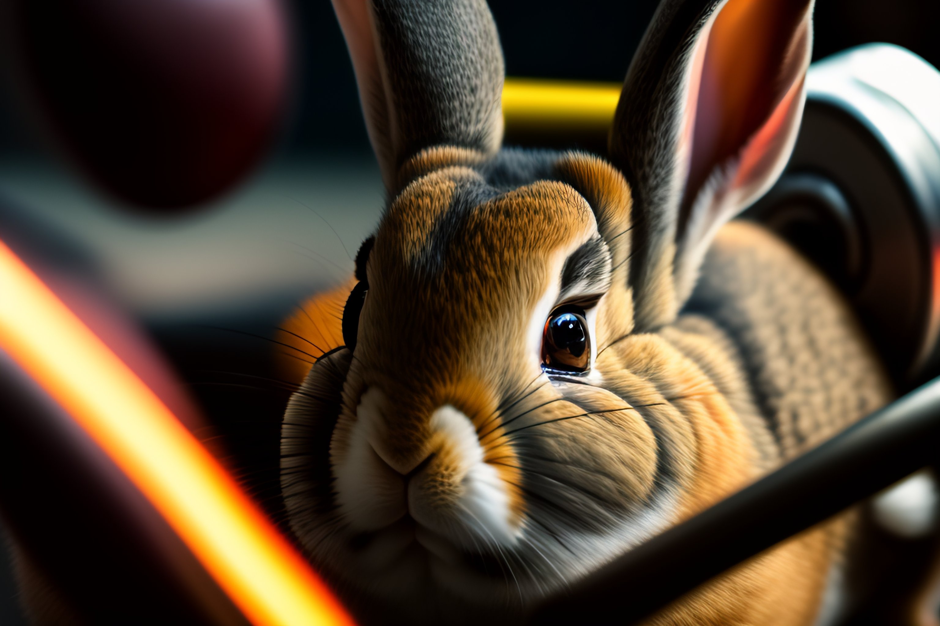 Lexica - (((rabbit weightlifter, lifted the barbell over his head ...