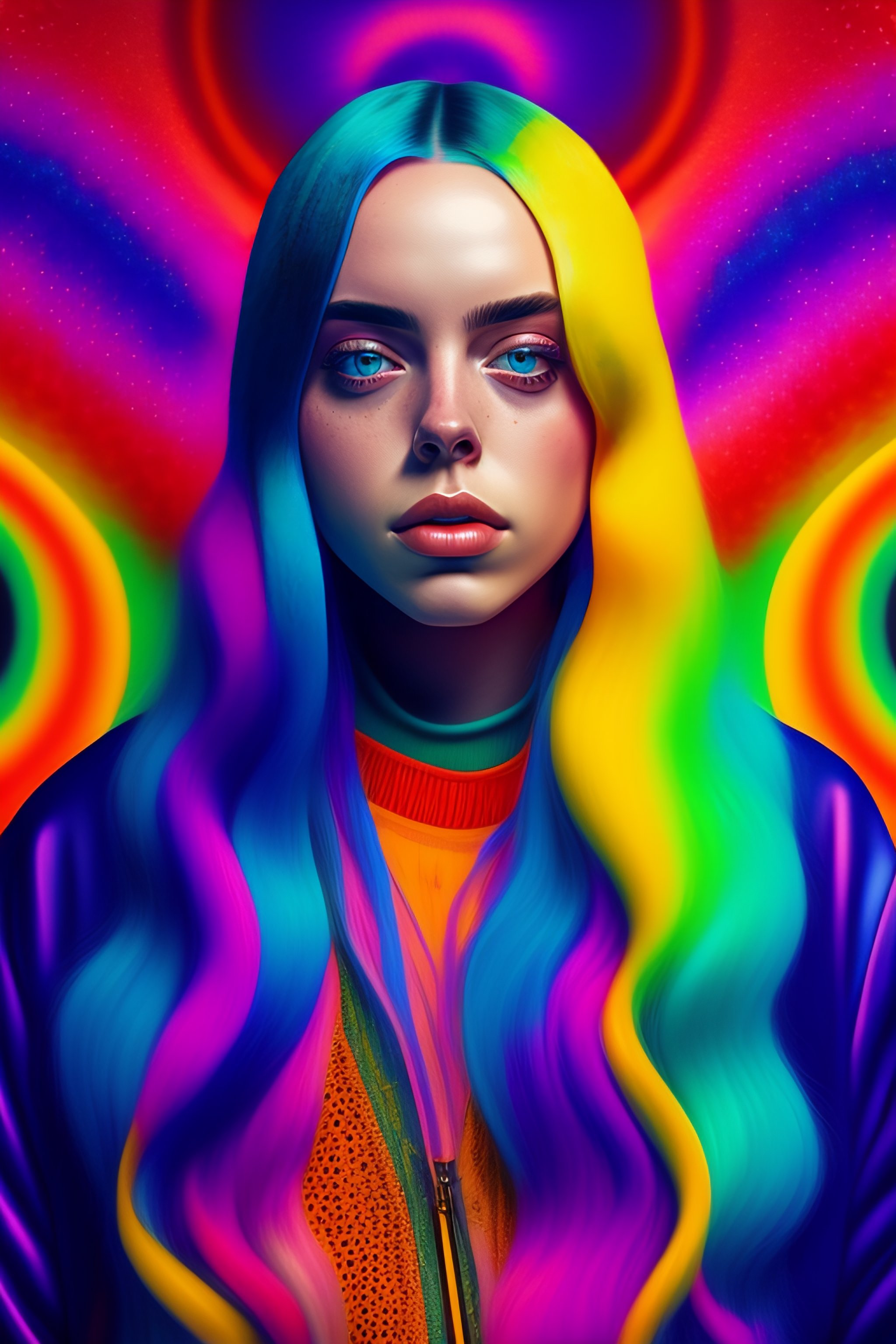 Lexica - An extremely psychedelic portrait of Billie Eilish surreal ...