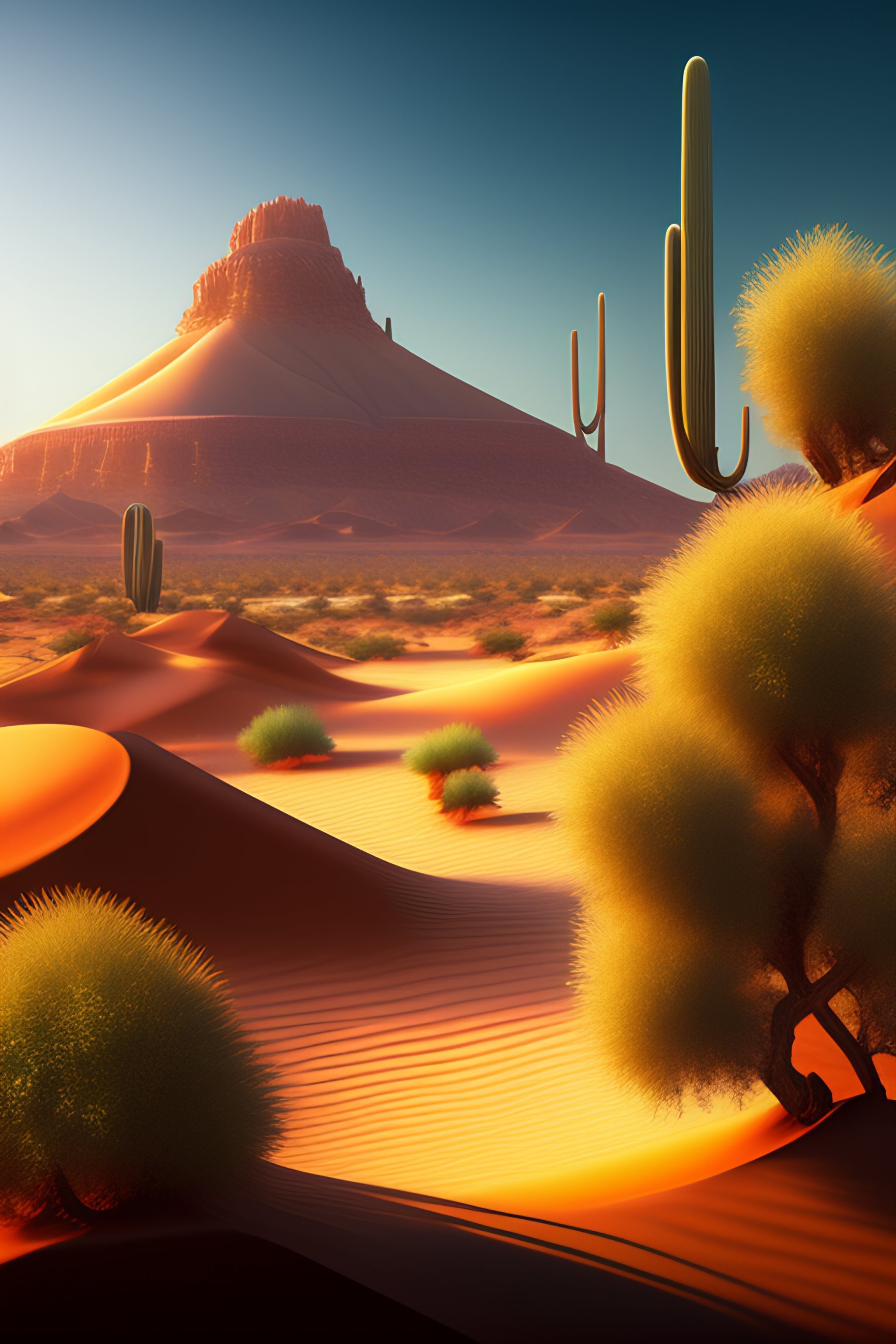Lexica - A realistic desert with trees highly detailed