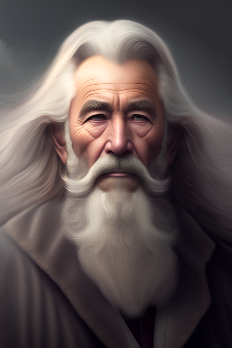 Lexica - Old man with long grey hair and beard wearing rooted in the ...