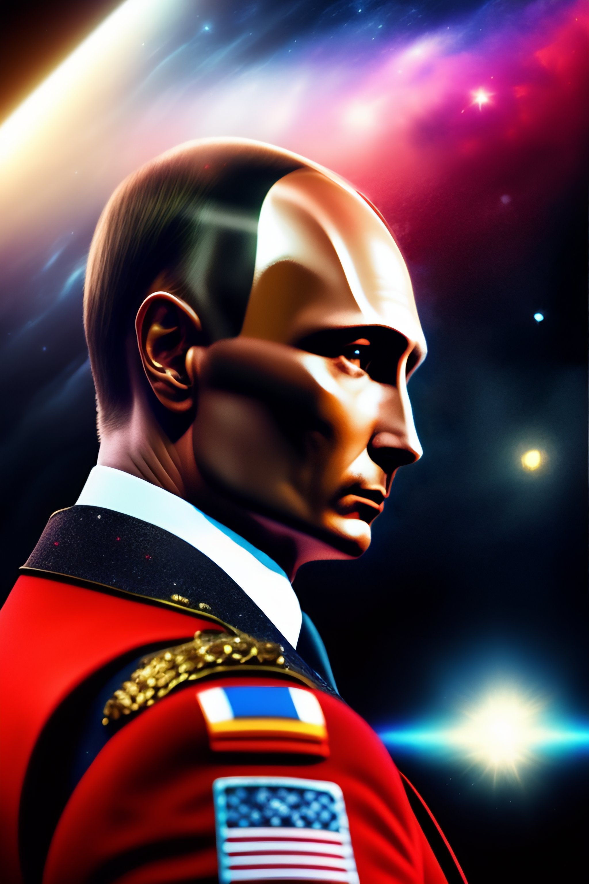 Lexica - Putin cyborg in space war with laser blaster