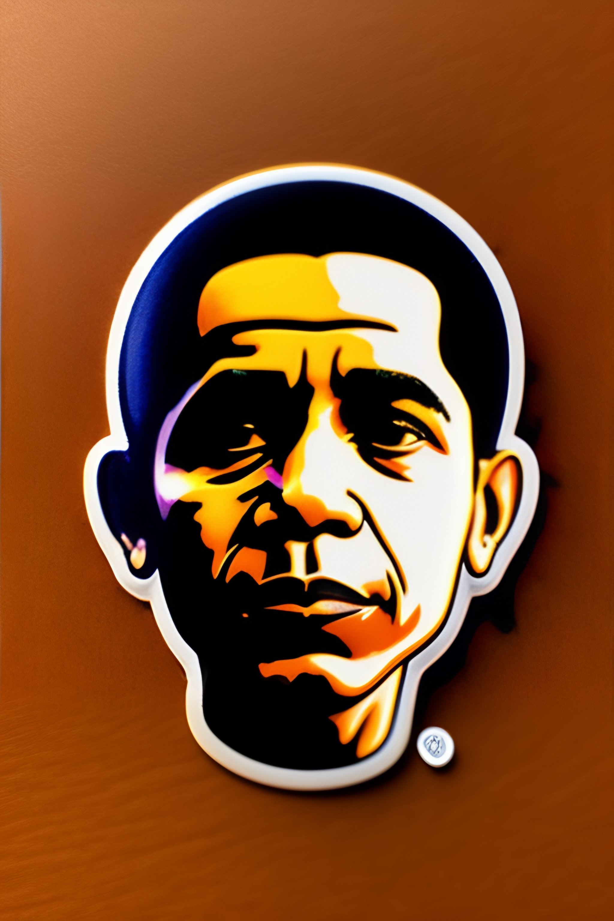 Lexica - A die cut sticker of a cute barrack obama with big sad eyes in ...