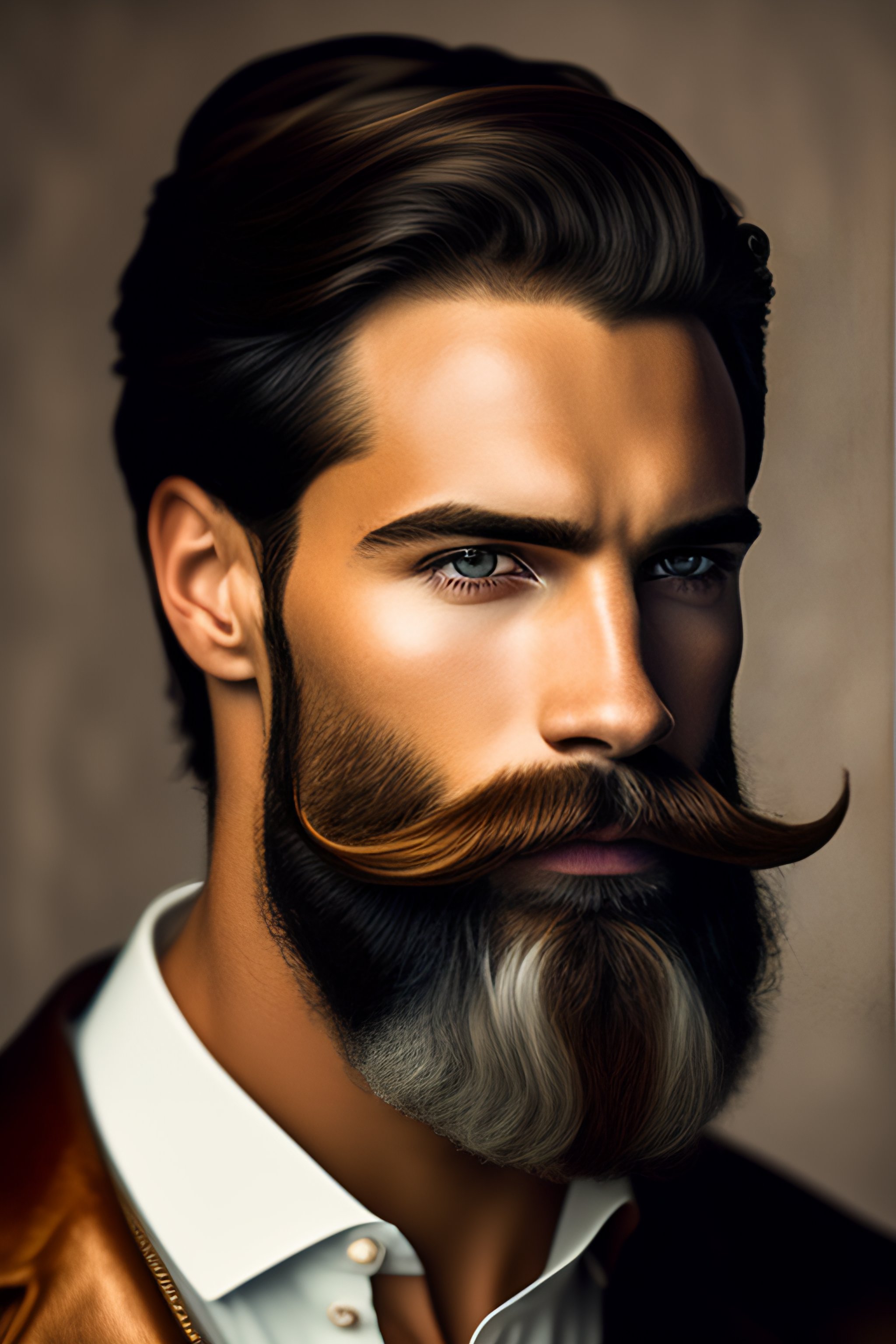 Lexica - Portrait of handsome young man with a long grey beard and ...