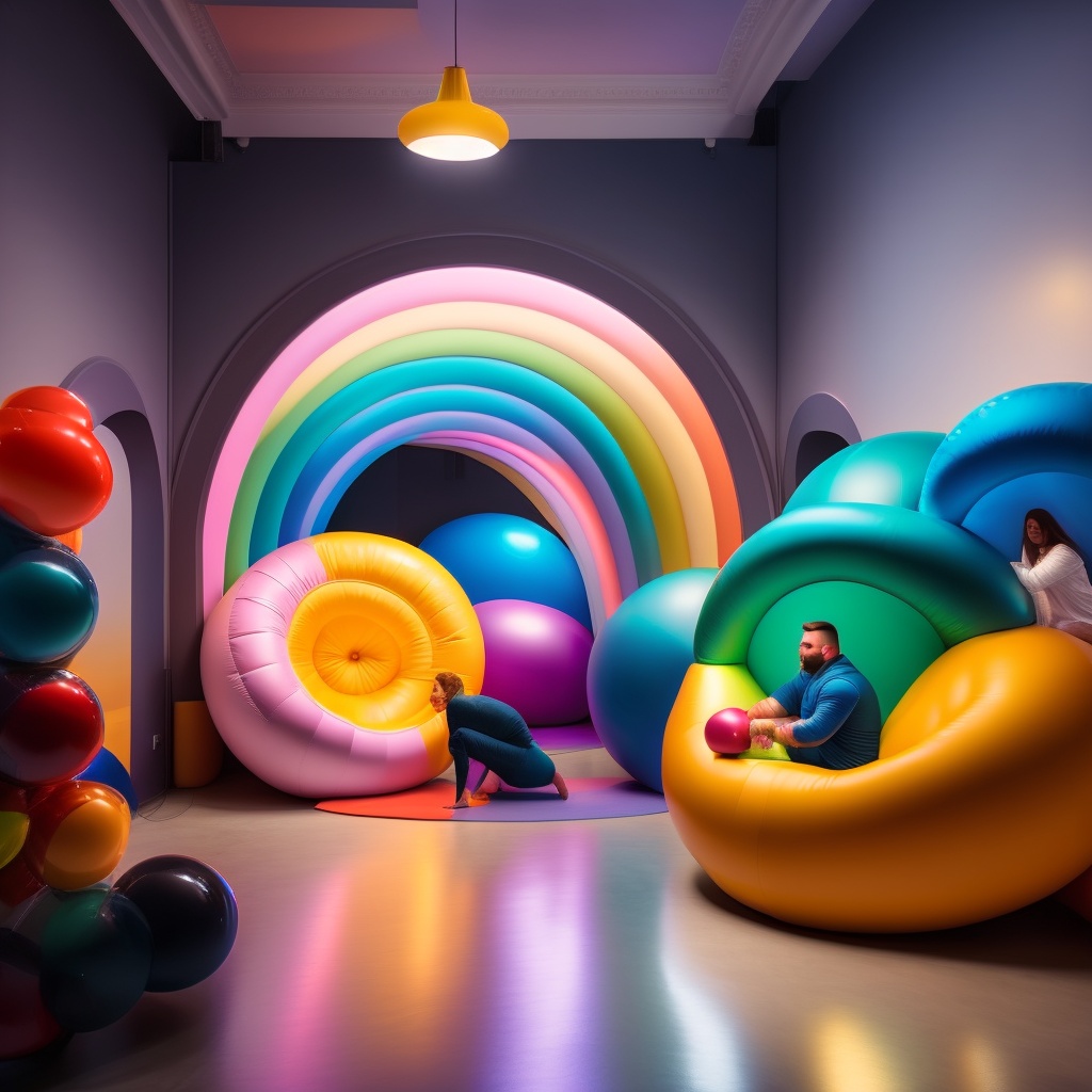 Lexica - HD photo of a interior design room with a lot of inflatables ...