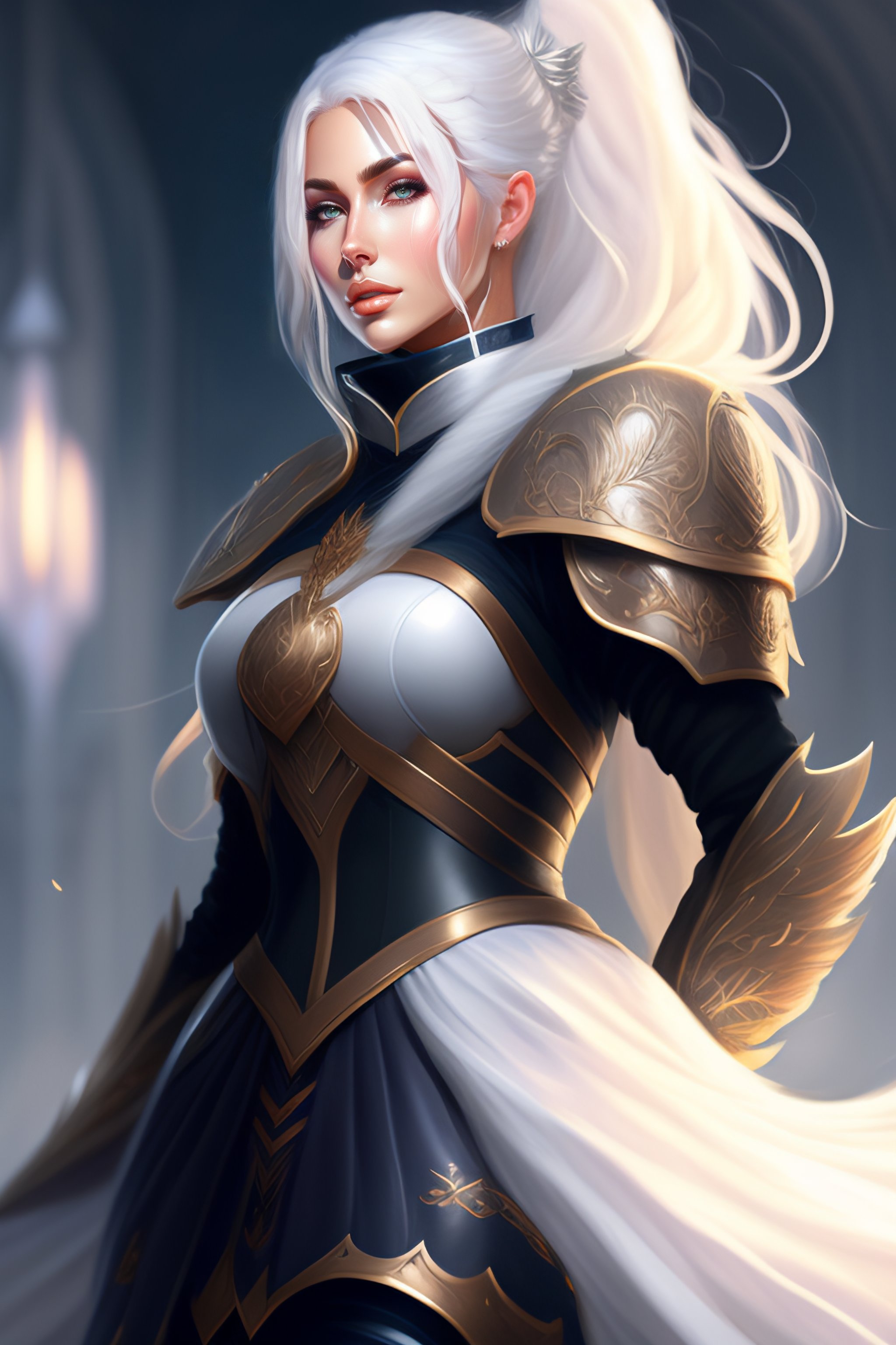 Lexica - Full length beautiful female white hair, head to knee, black ...