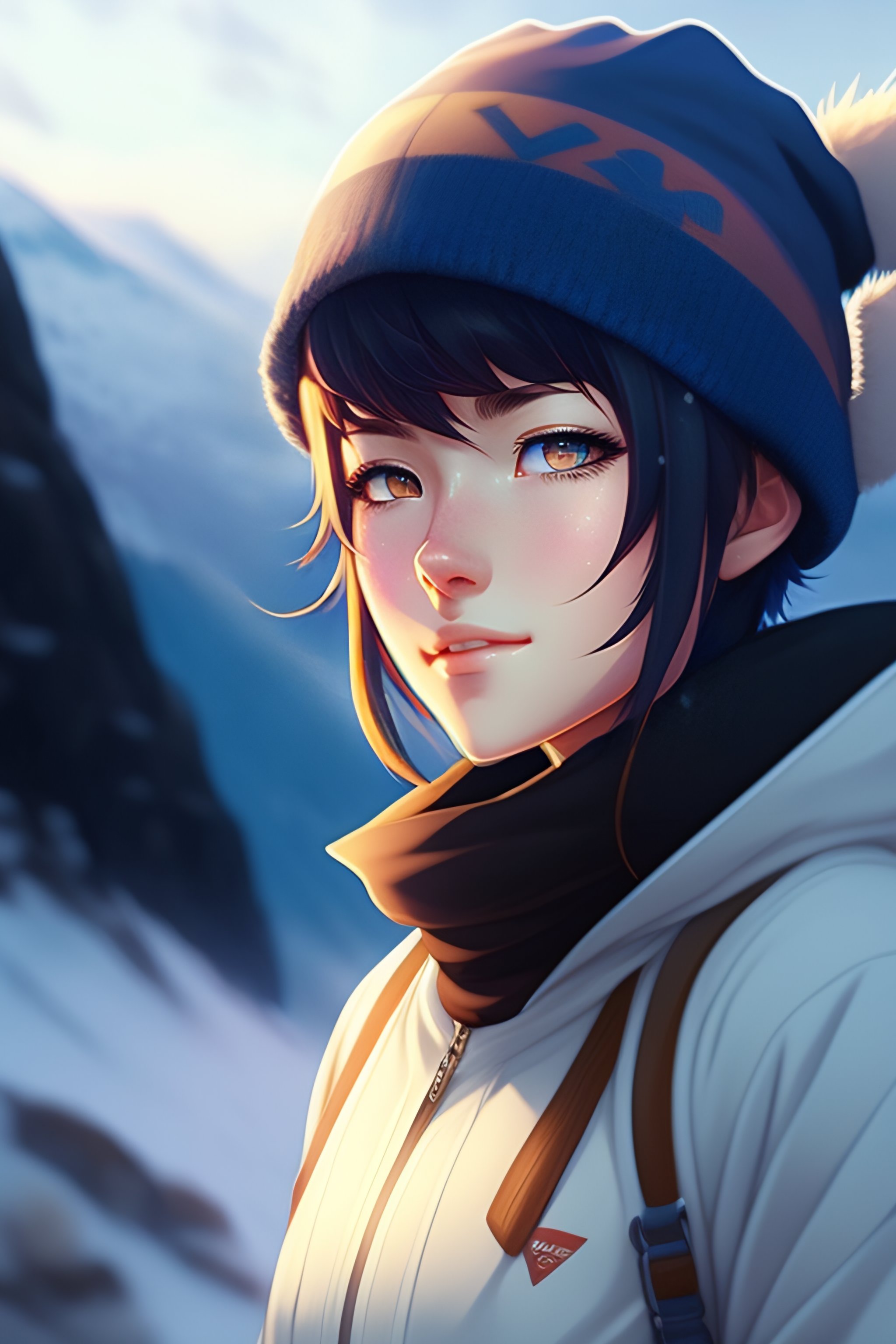 Lexica - Anime portrait of a 17 years old girl with blue short hair, a ...