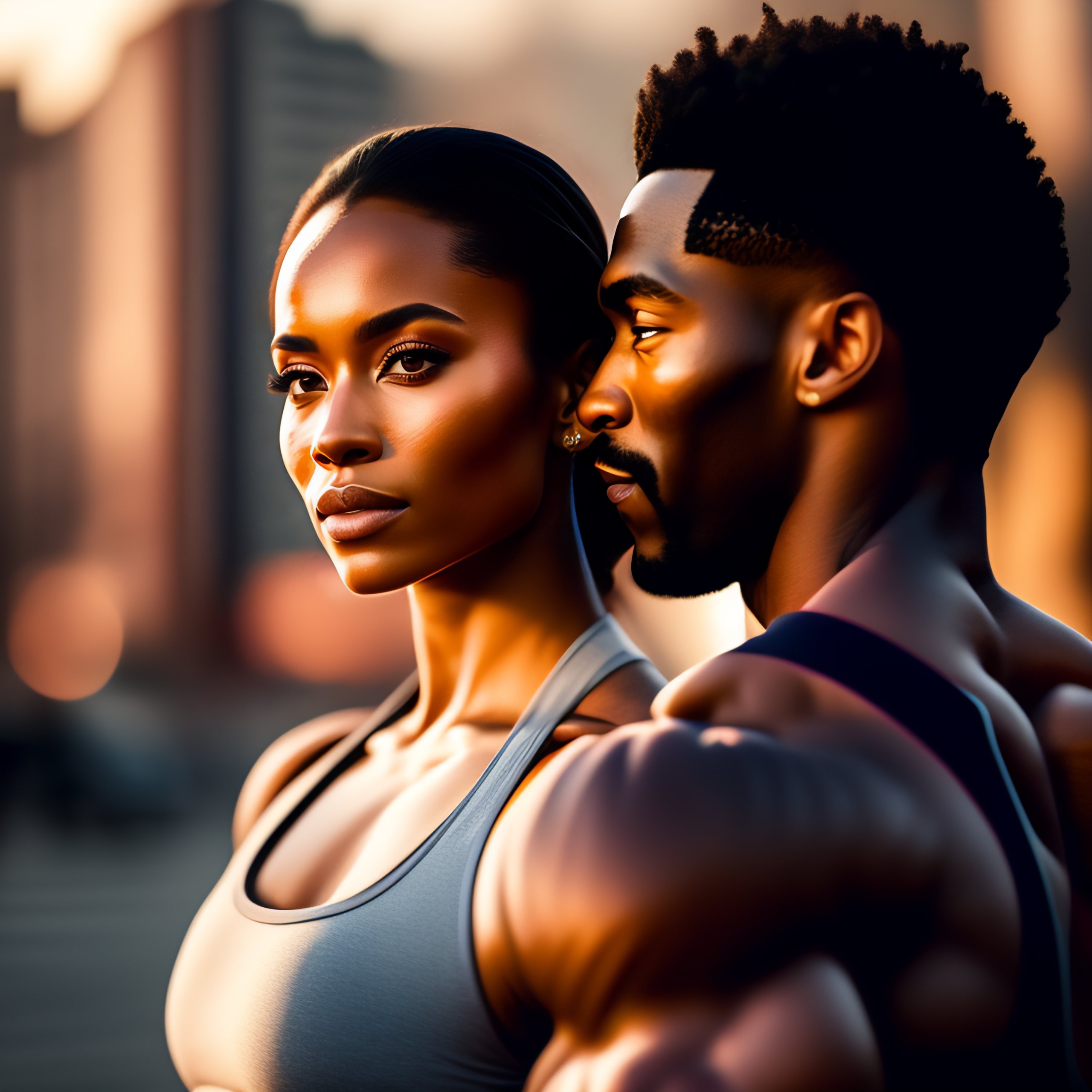 Lexica - VFX movie still frame portrait beautiful gym couple, natural ...