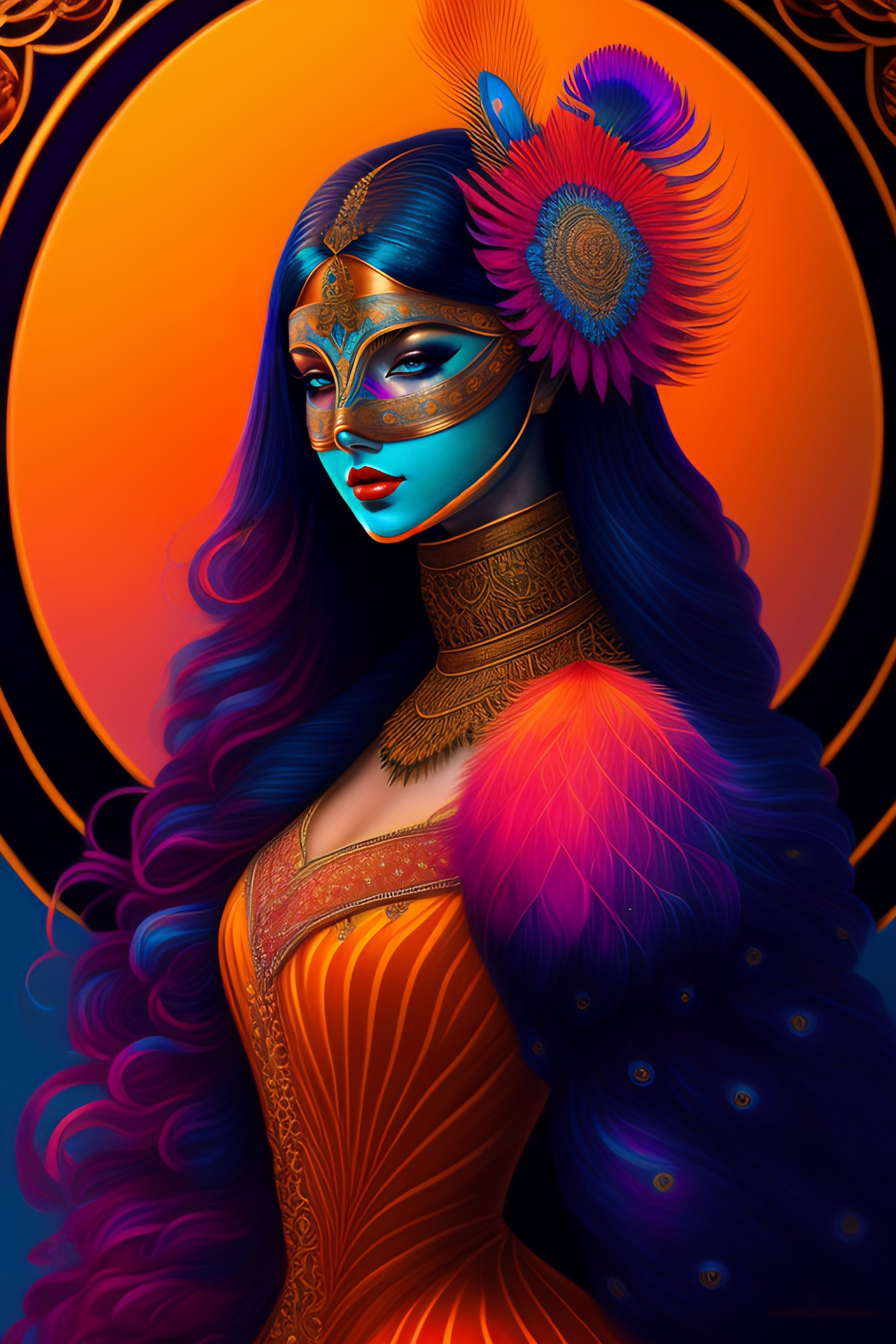Lexica - Centered detailed portrait of a masked woman wearing a ...