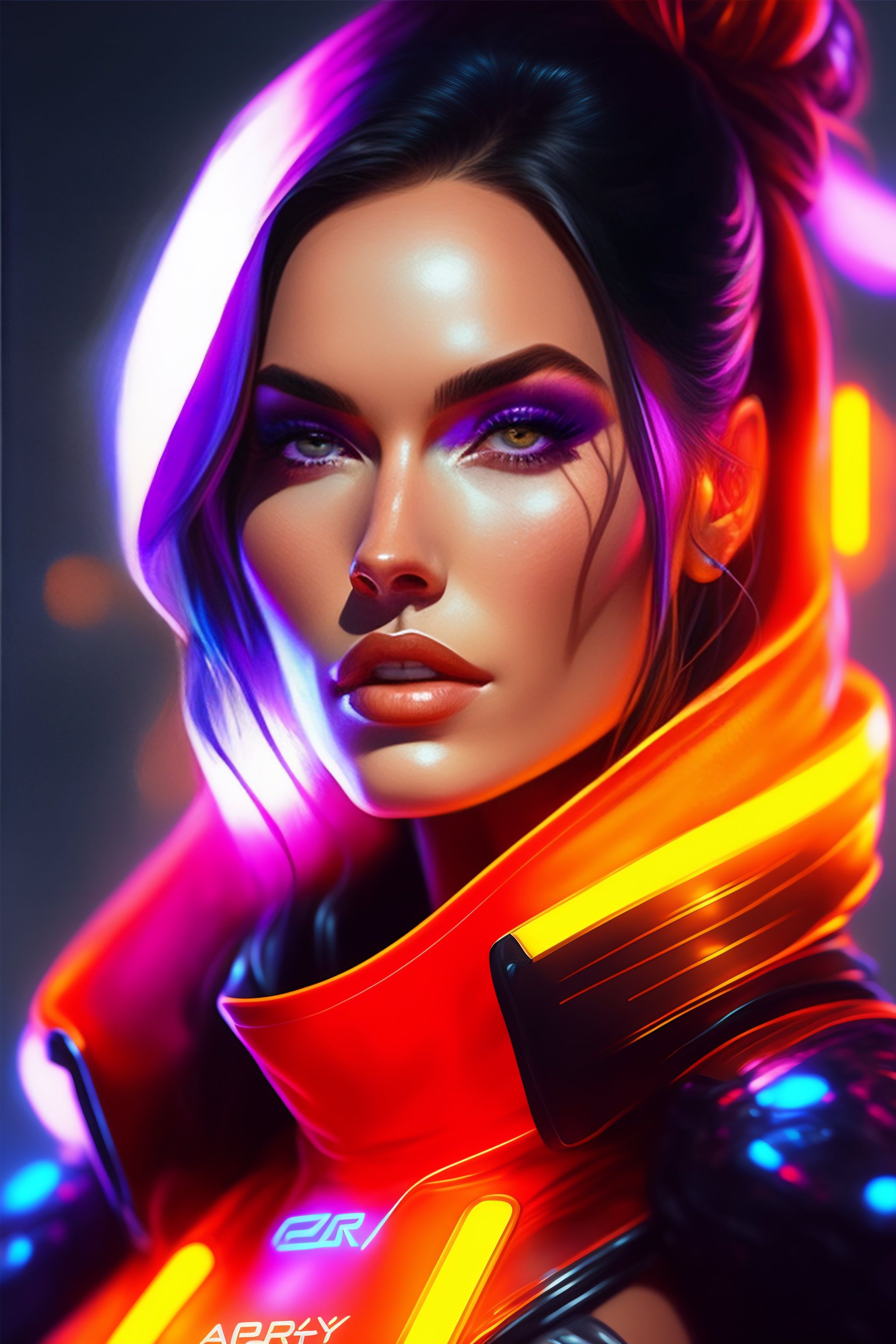 Lexica - Portrait of apex legends Megan Fox in neon, intricate, elegant ...