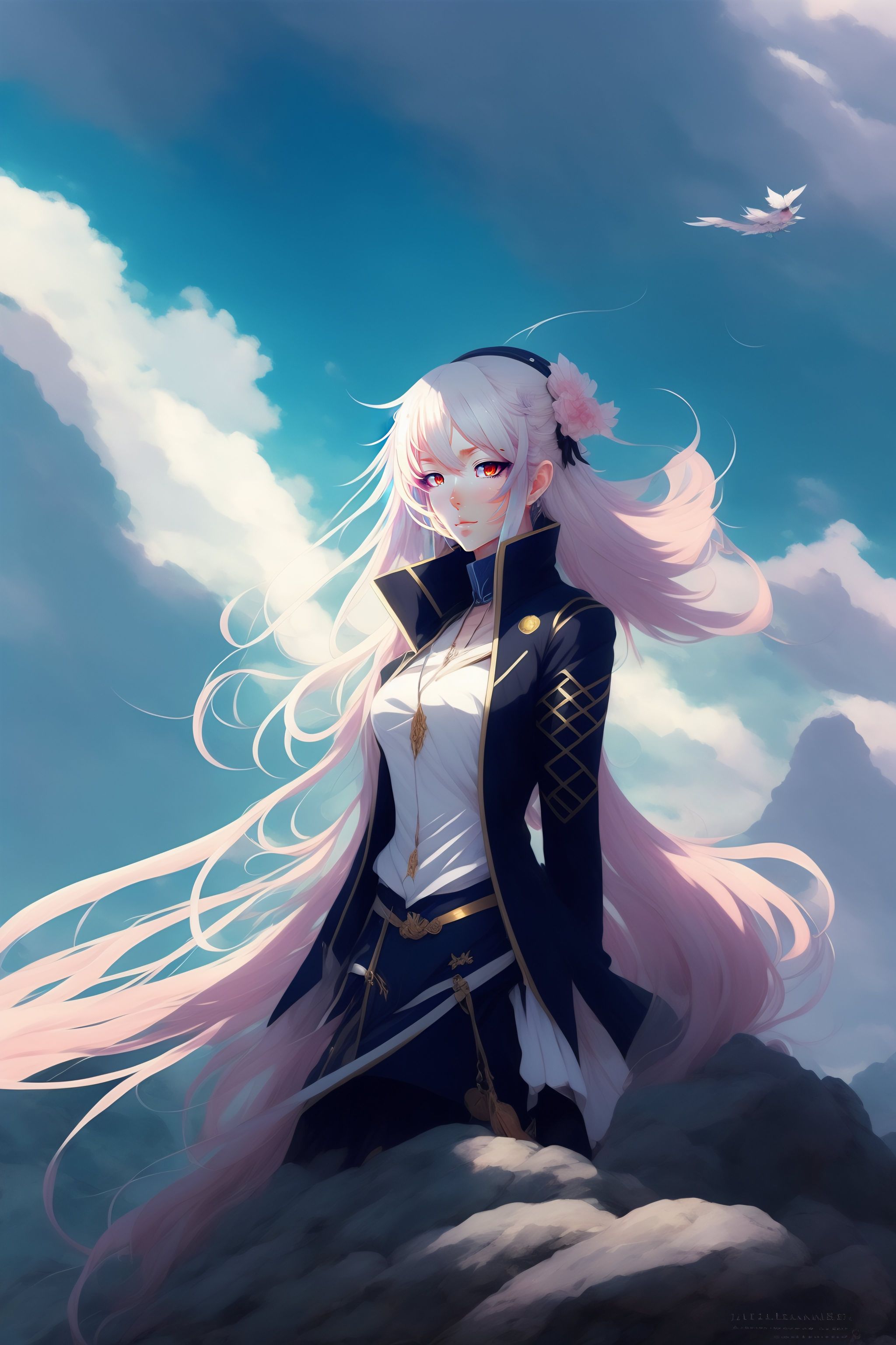 Lexica - An anime character girl with long white hair and blue eyes, a  character portrait by hanabusa itcho,, pixiv contest winner, dustin nguyen,  ak...