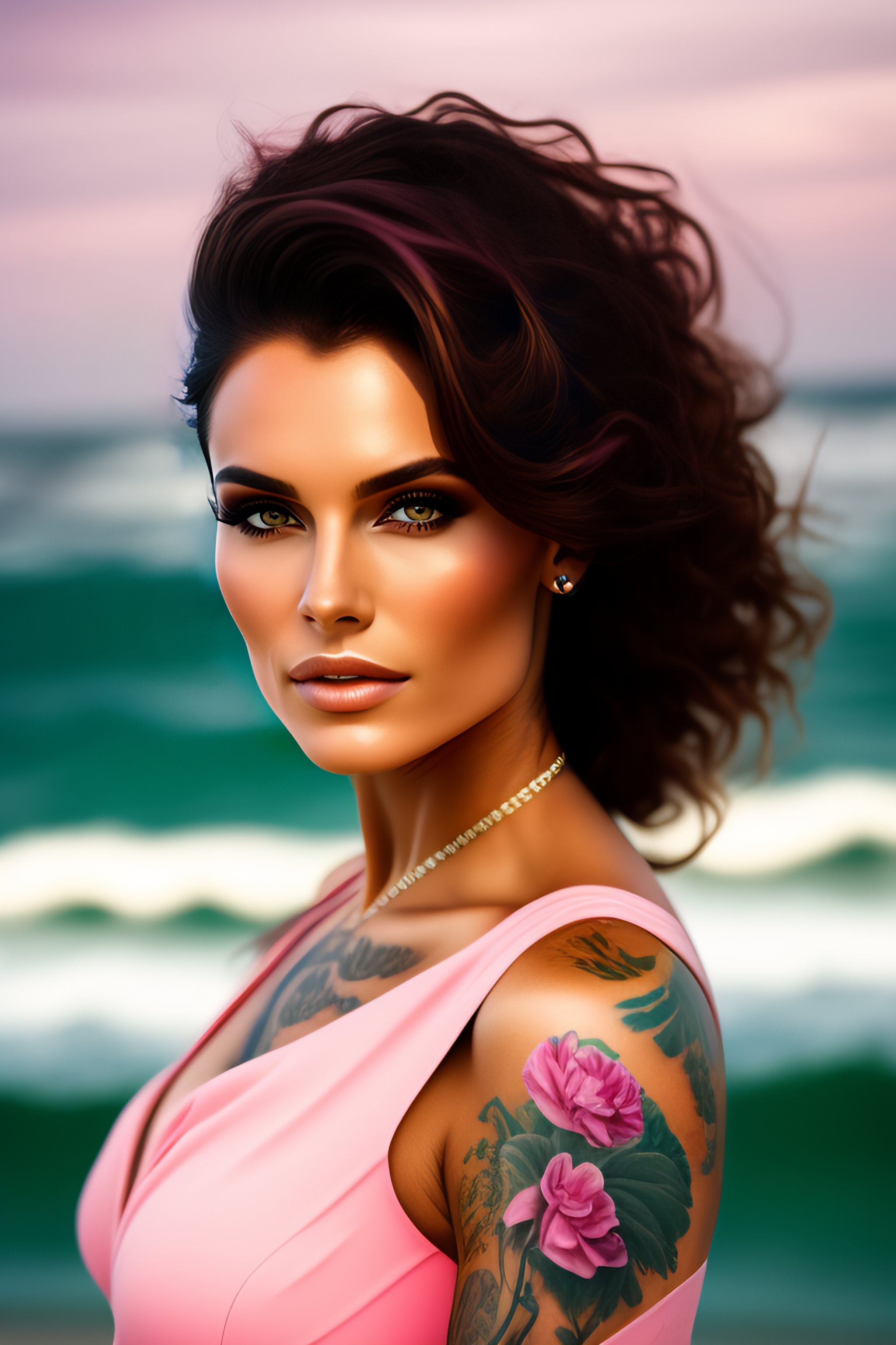 lexica-stunning-tattoed-caucasian-woman-with-dark-brown-hair-near-the