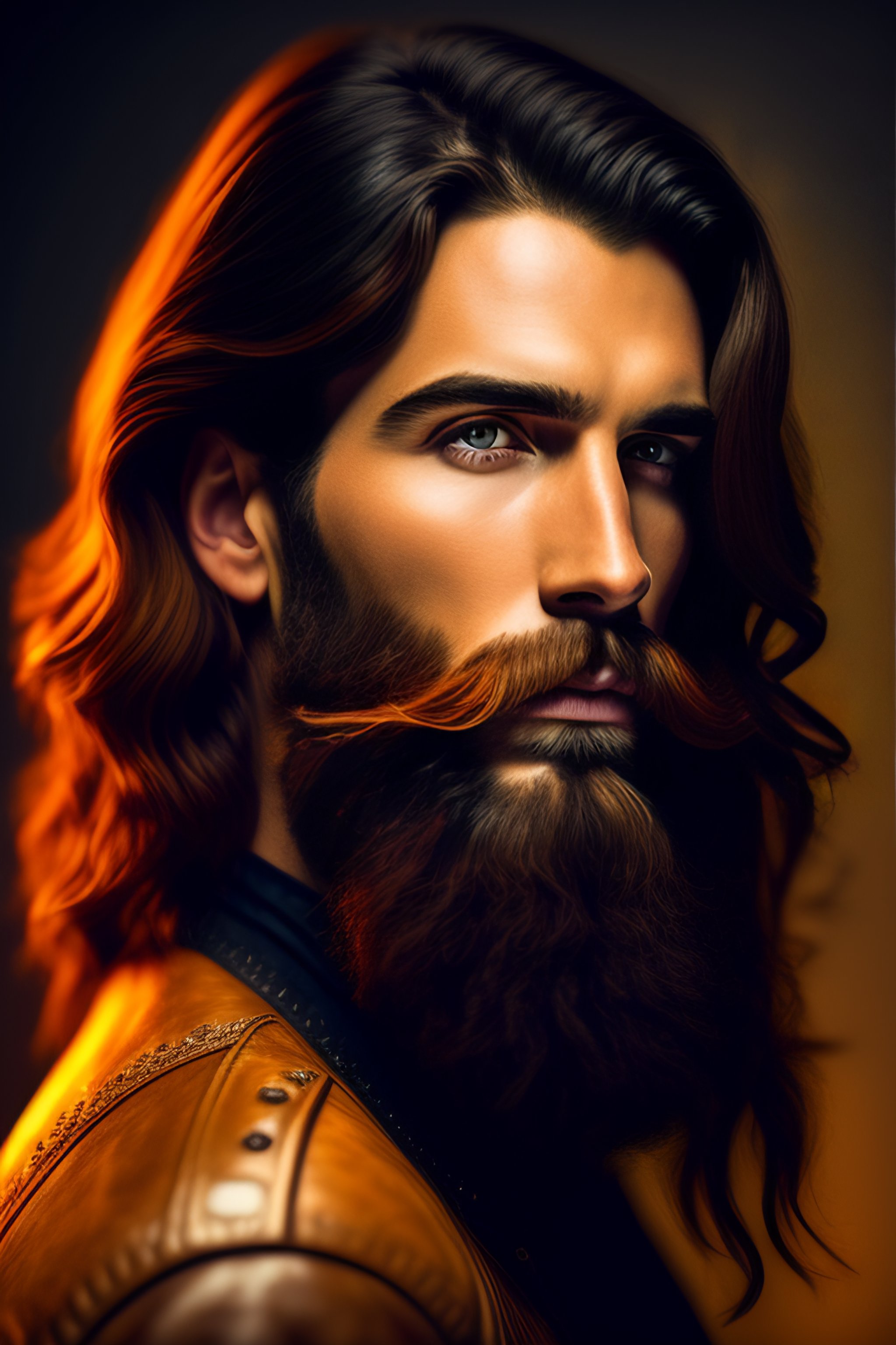 Lexica - Picture of a dieing man, with long brown hair, beard, deco ...