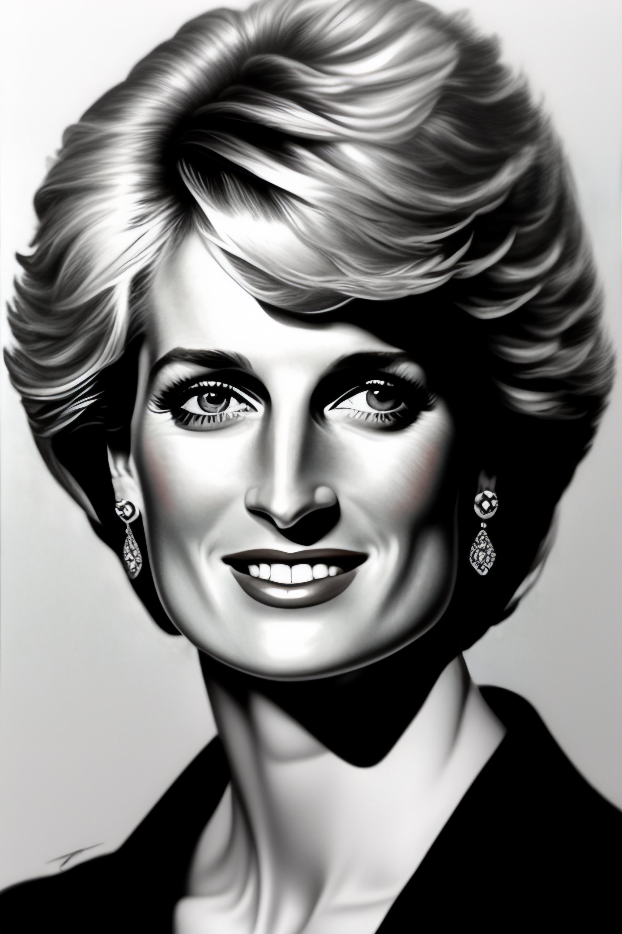 Lexica - A Woman Looking Like Princess Diana Pencil Drawing Style