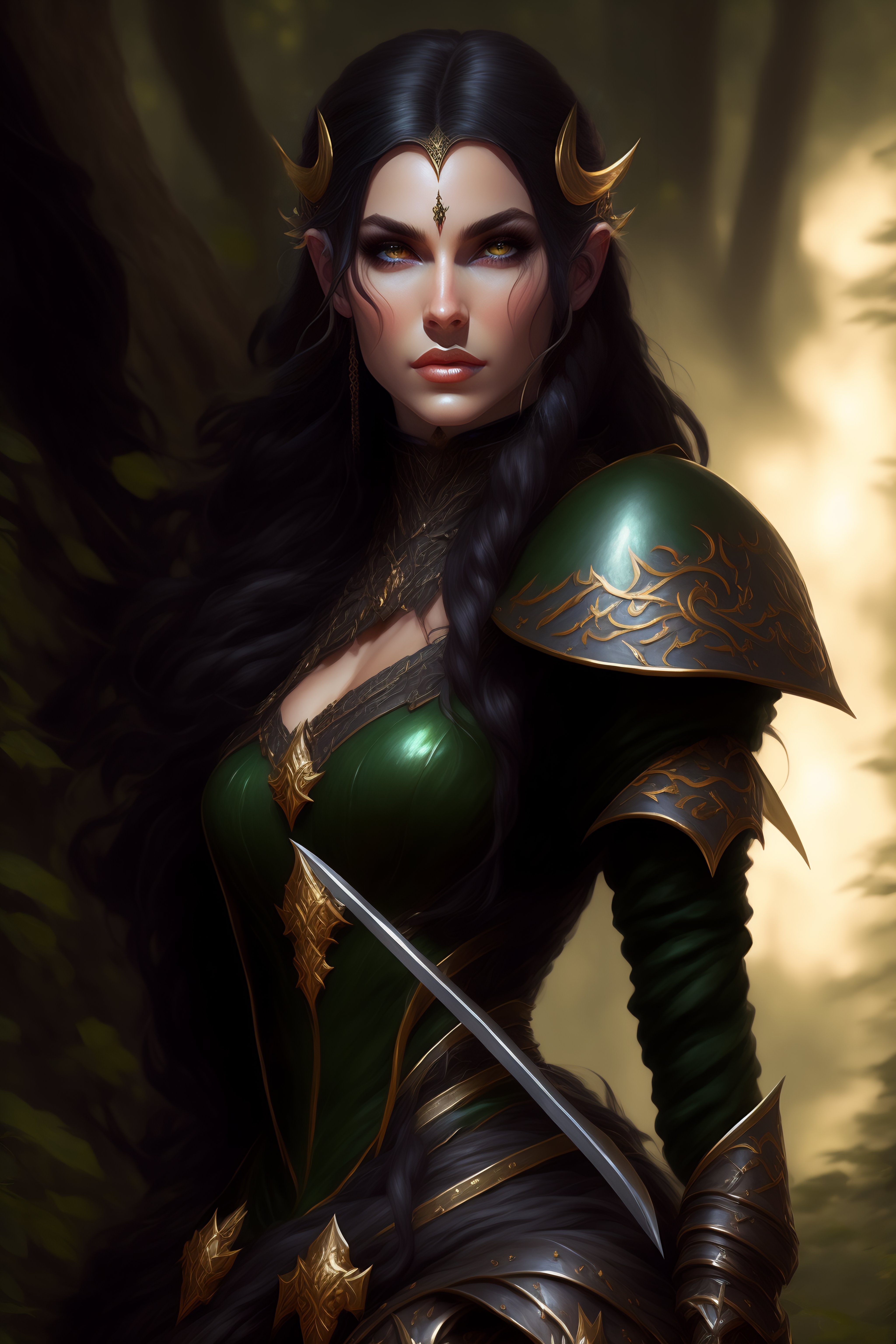 Lexica - Rogue, elf female, black clothes, rapier in hand, full body ...