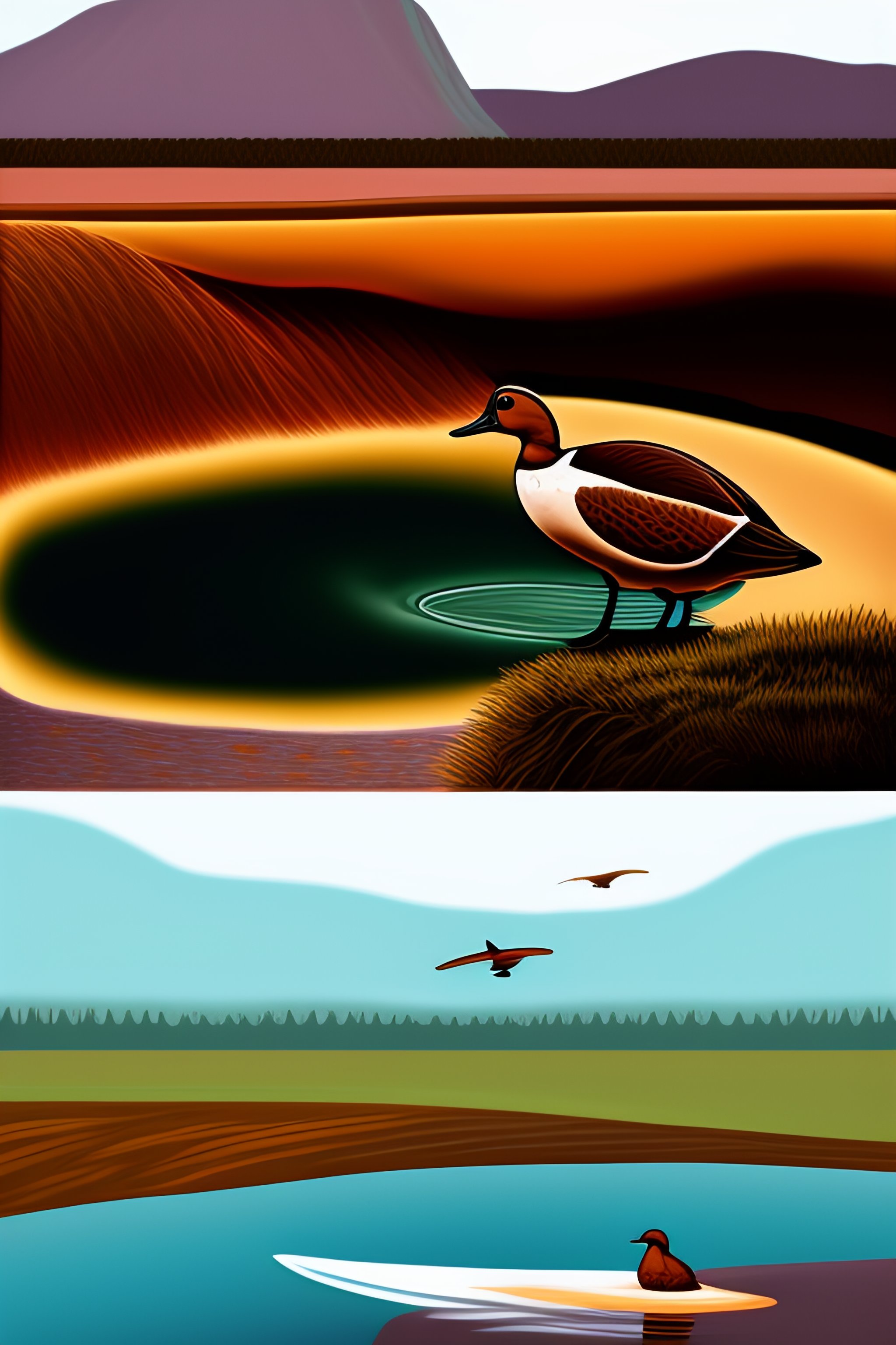 Lexica - Cartoon drawing strip of a brown widgeon