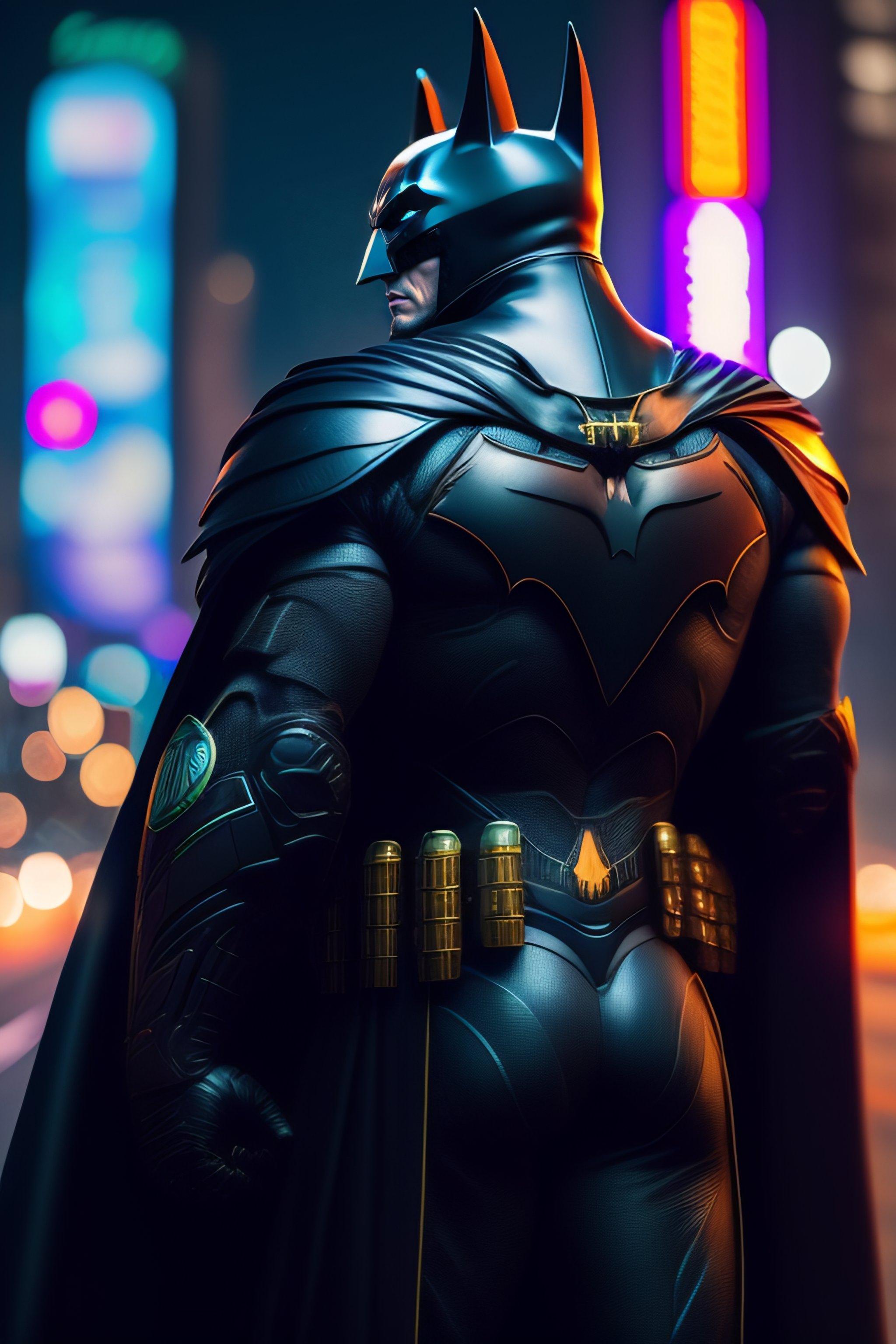 Lexica - /imagine prompt:Batman assassin, half cyborg, riding a ...