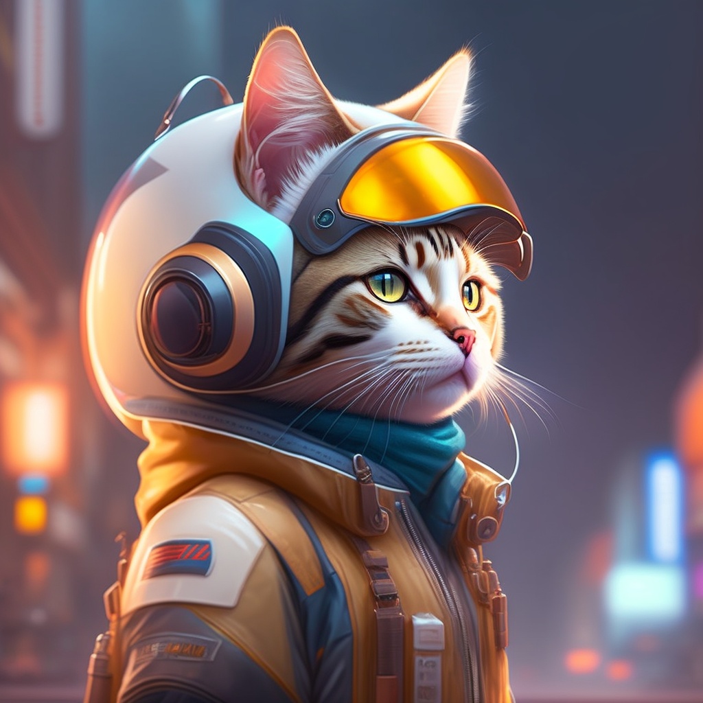 Lexica - Adorable cat wearing an astronaut helmet, cyberpunk city ...