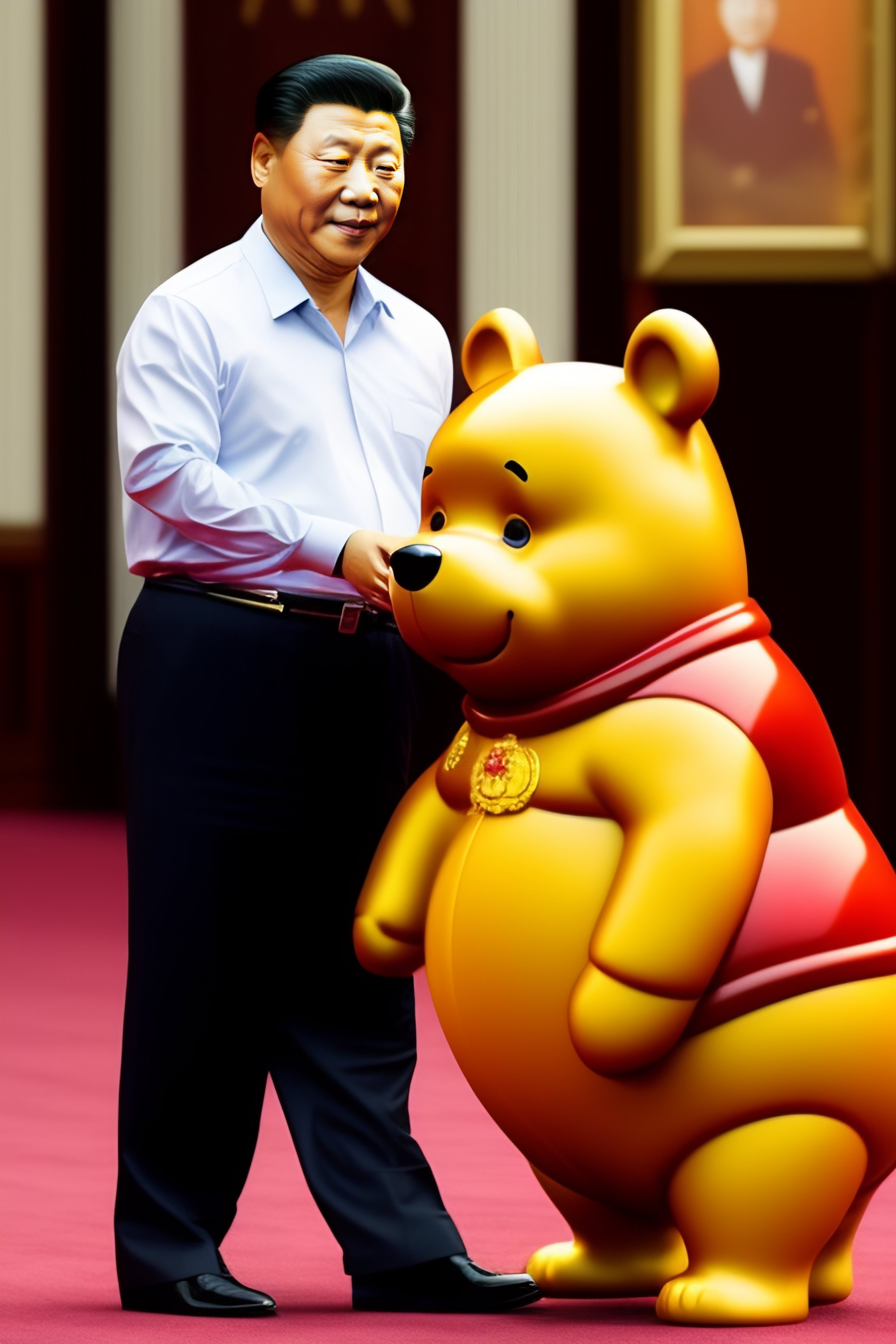 Lexica - A picture of President Xi, look like Winnie the pooh