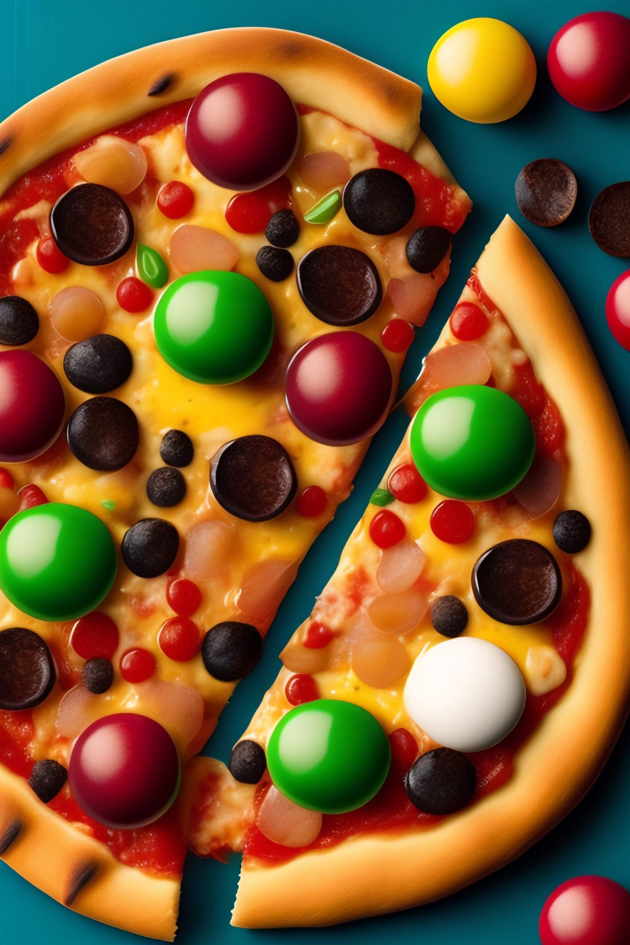 Lexica - Pizza with gum ball toppings