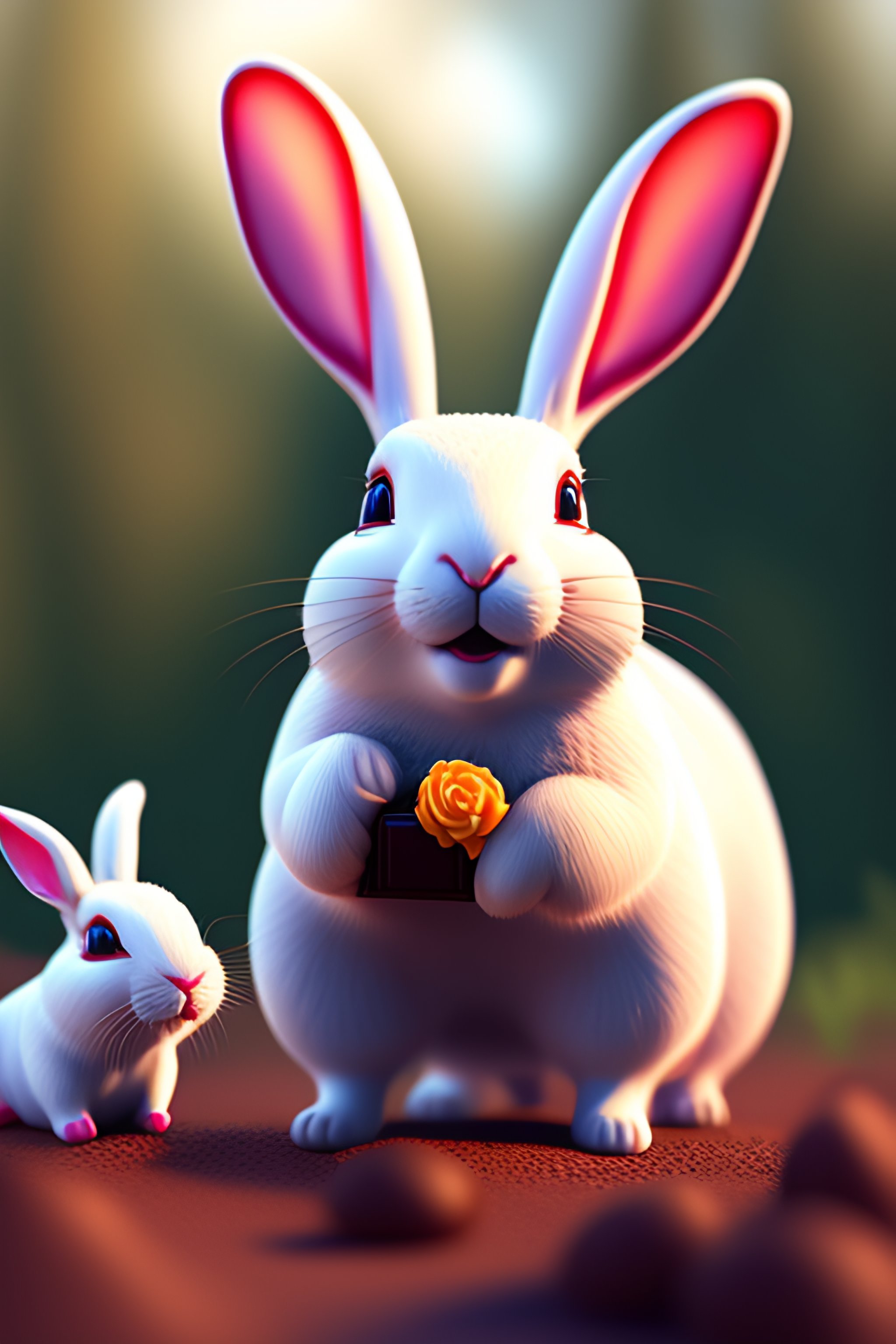 Lexica - 3d family white rabbits, red eyes, pink nose, character ...
