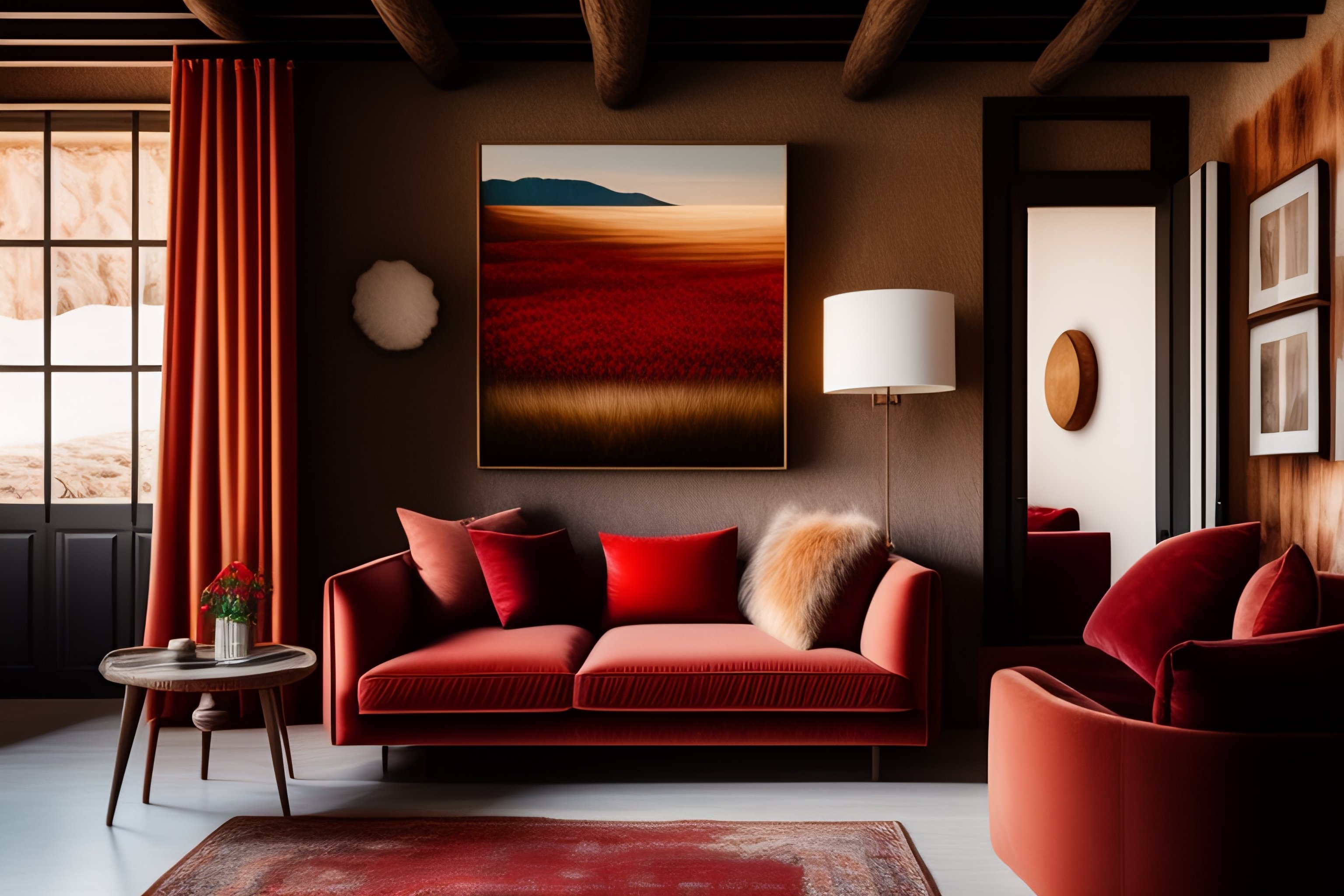 Red And Brown Living Room Accessories | Baci Living Room