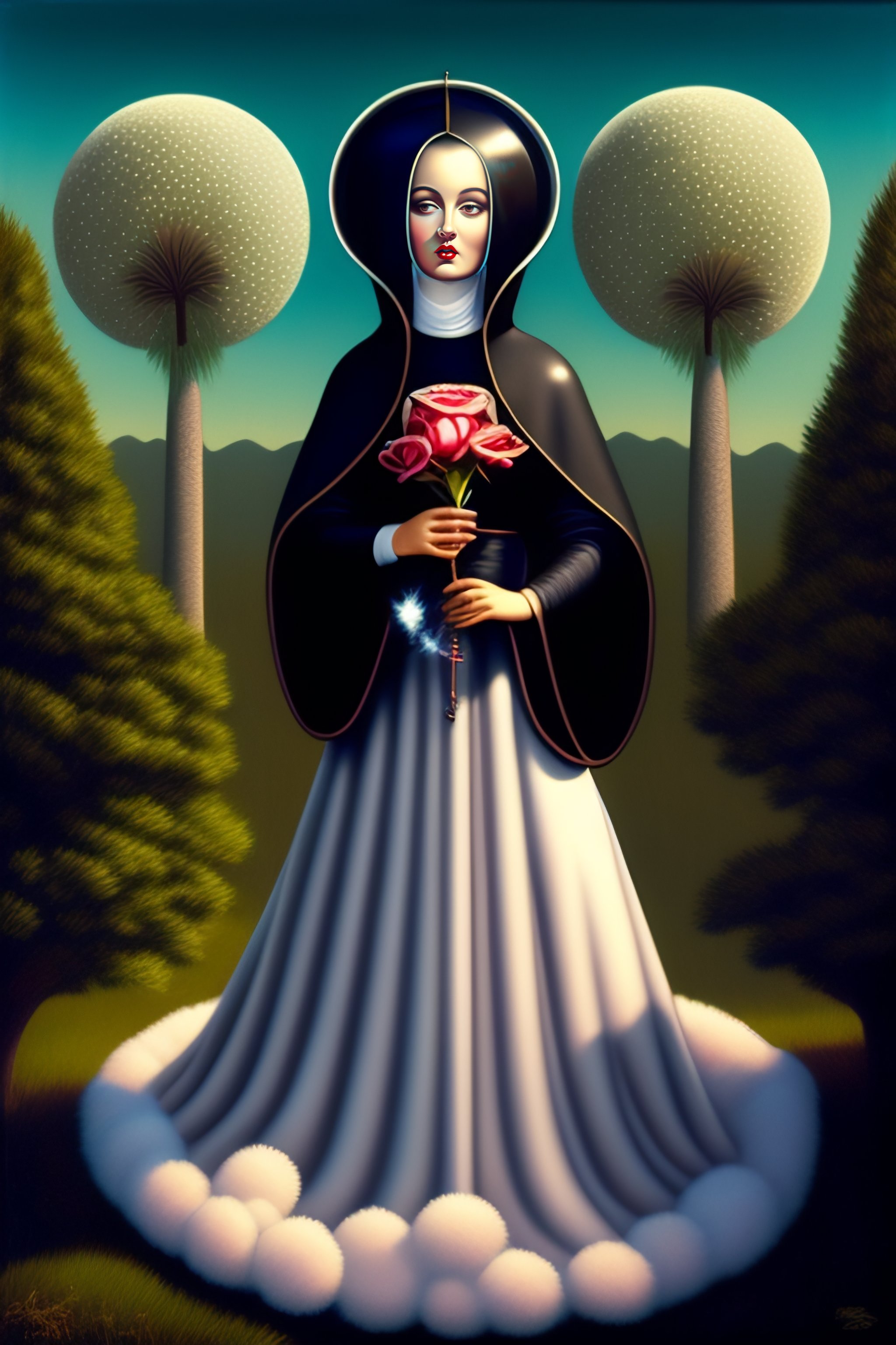 Lexica - Mark ryden. retro pop art comic anthropomorphic nun in a habit 