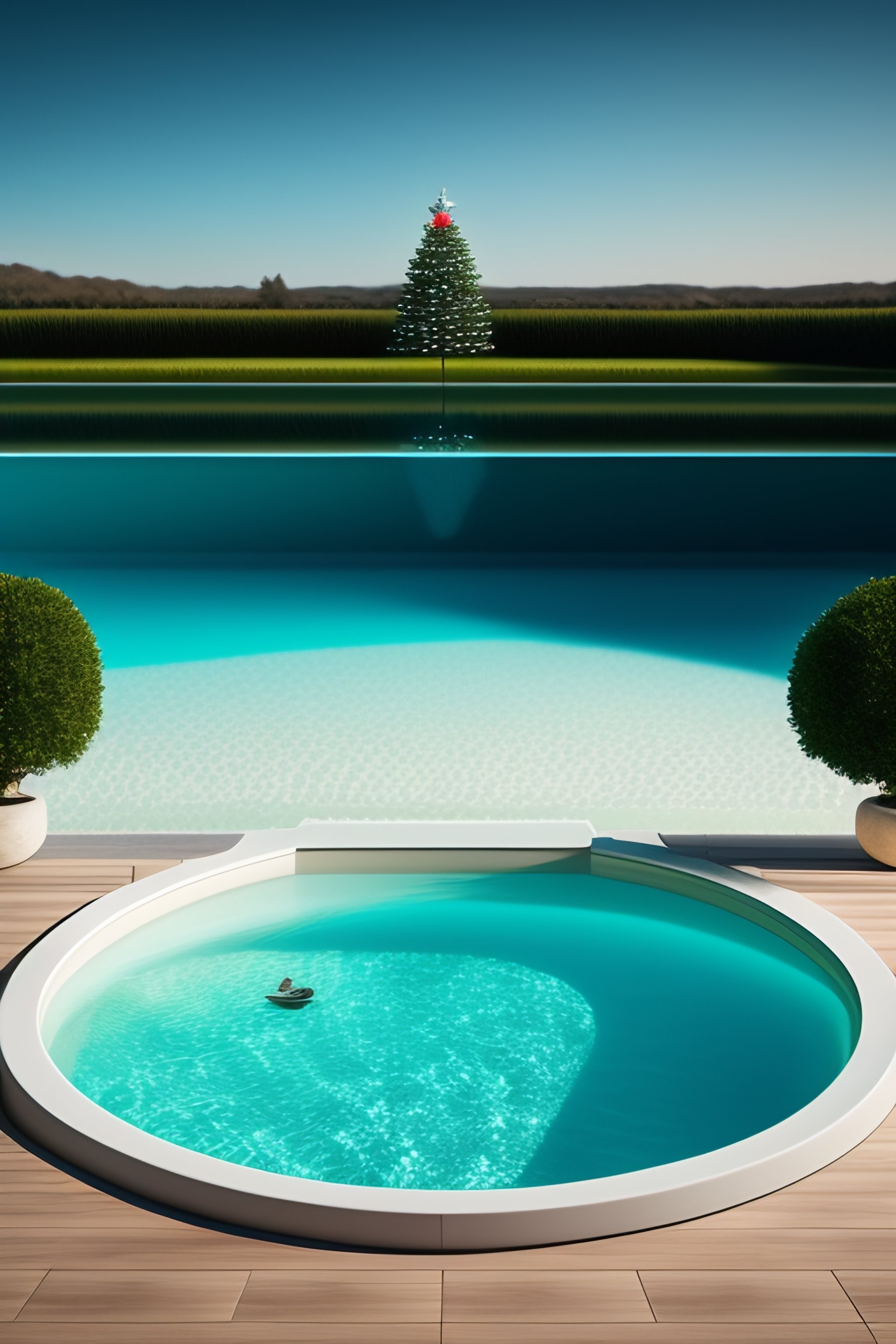 Lexica - Christmas tree in a pool