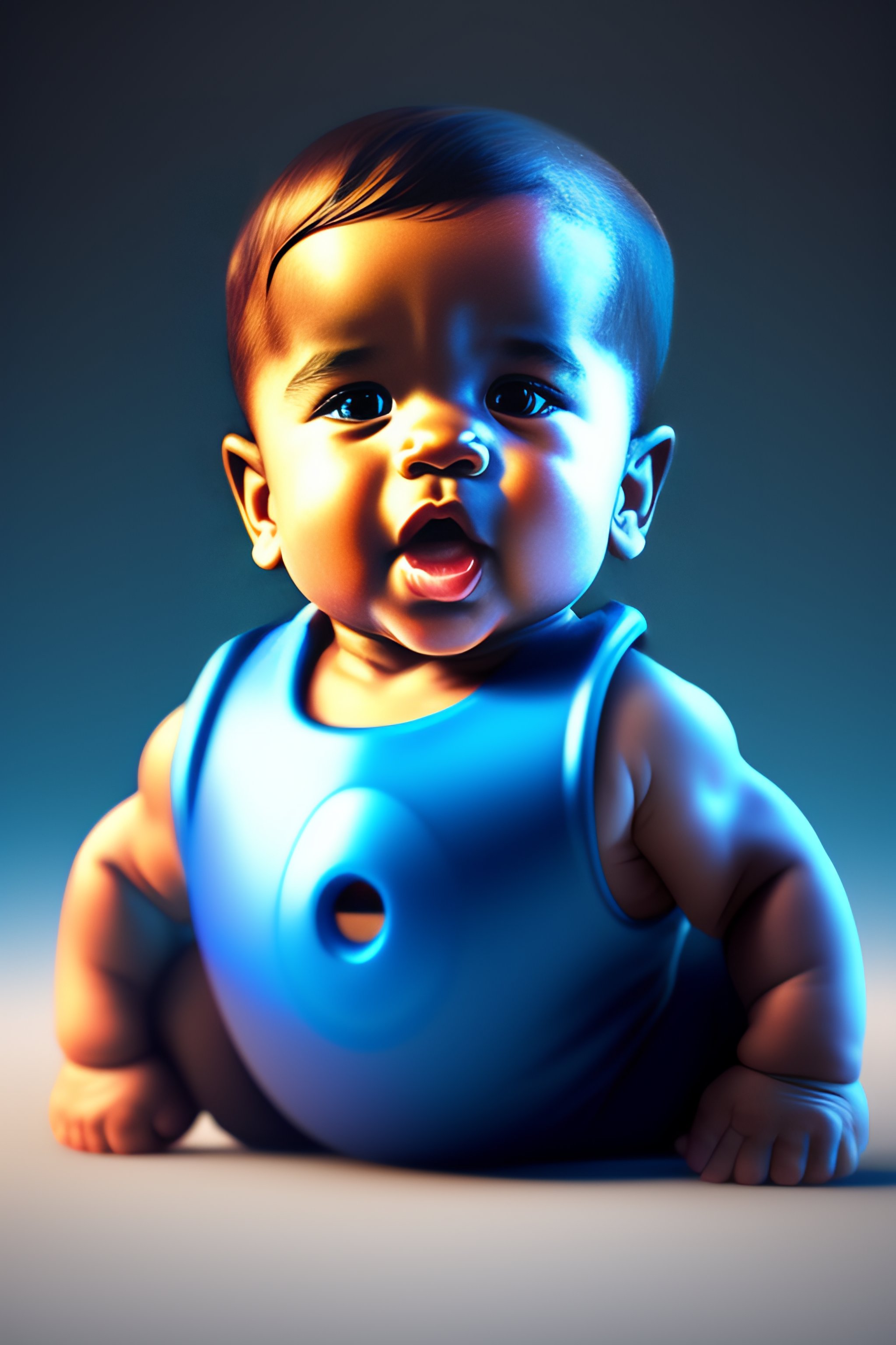 Lexica - 3D render of hulk as a baby with a deep blue backdrop with a ...
