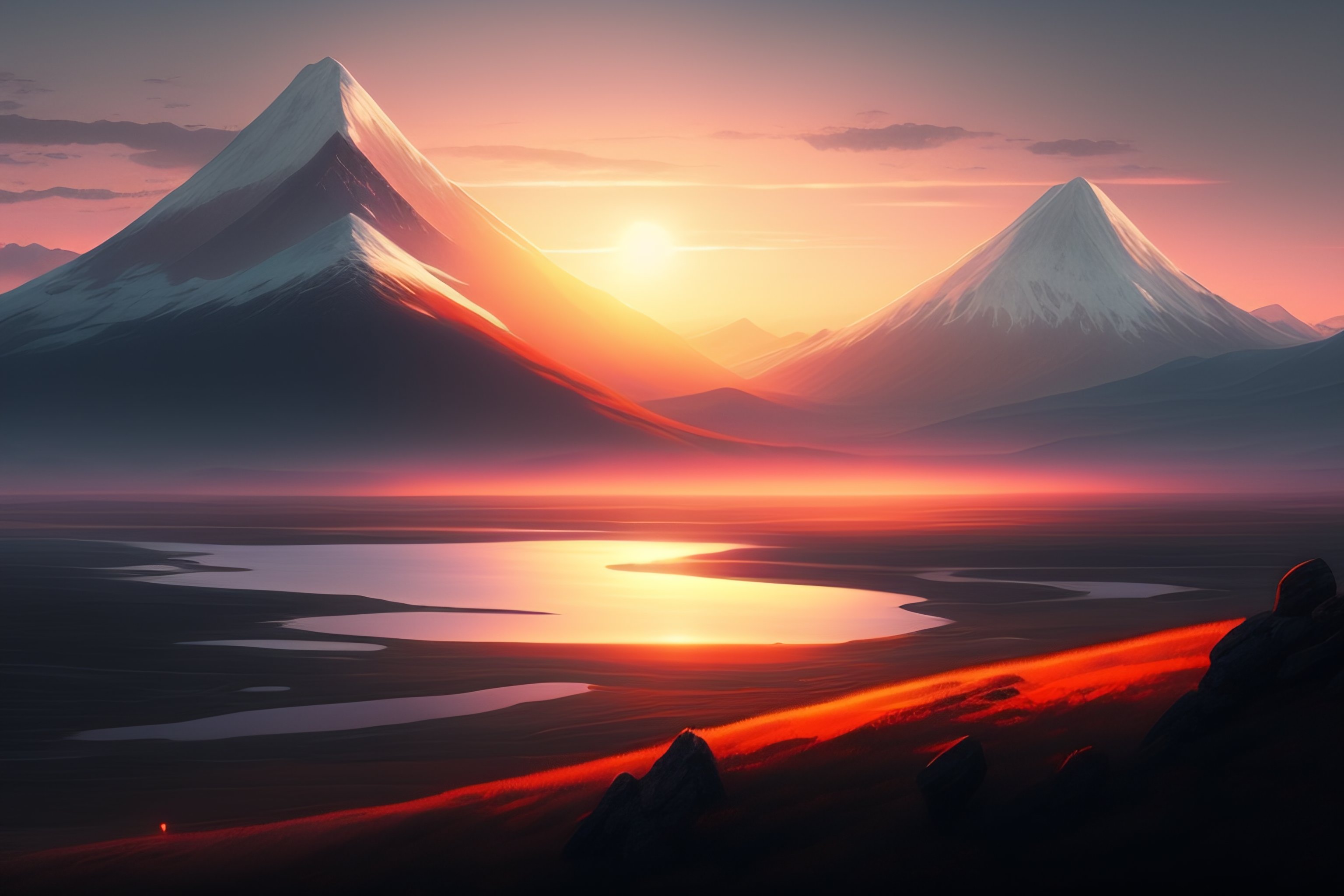 Lexica - Kamchatka landscape, sunset, beautiful, Greg Rutkowski ...