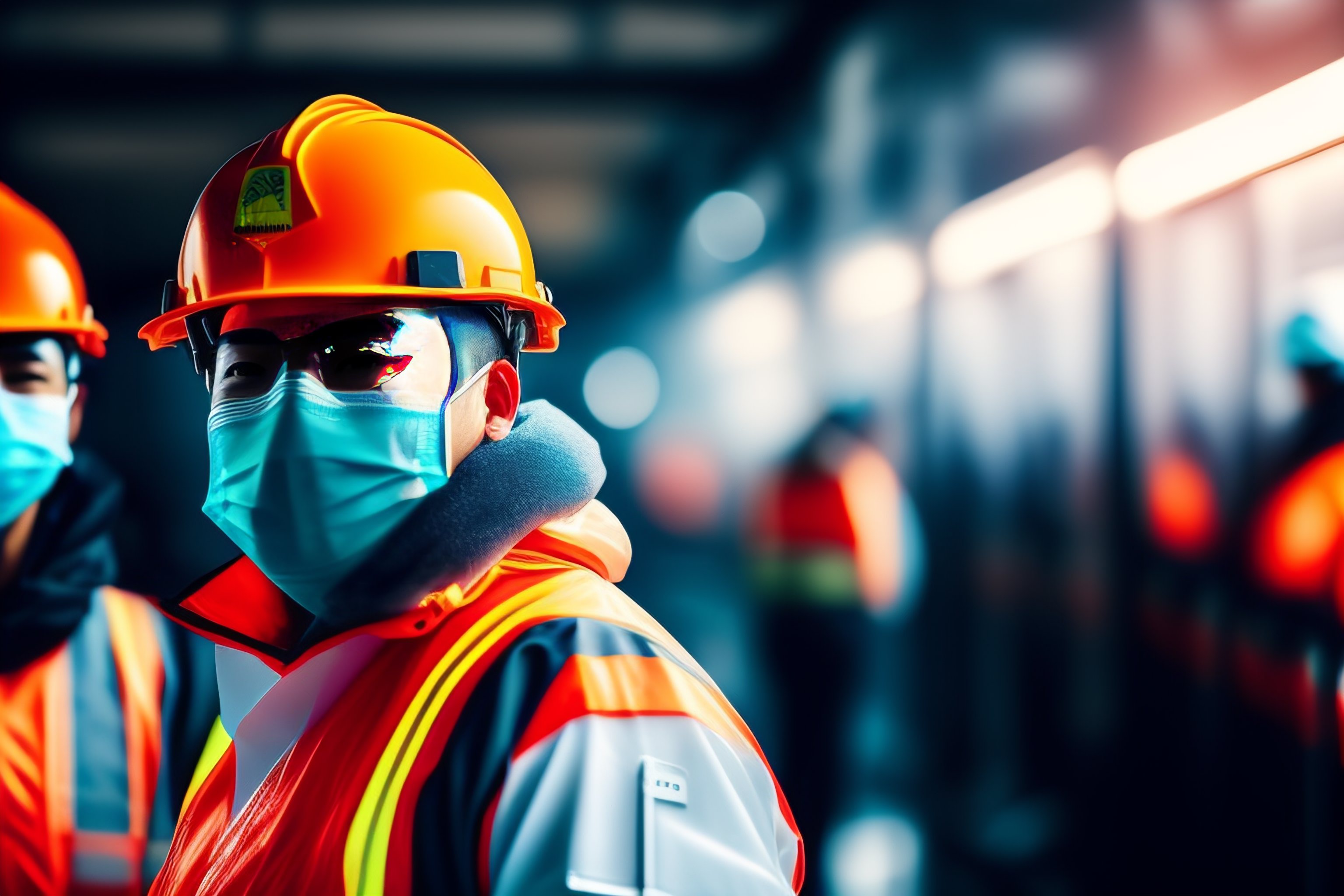 Lexica - Safety and health workers using PPE wallpaper 4k