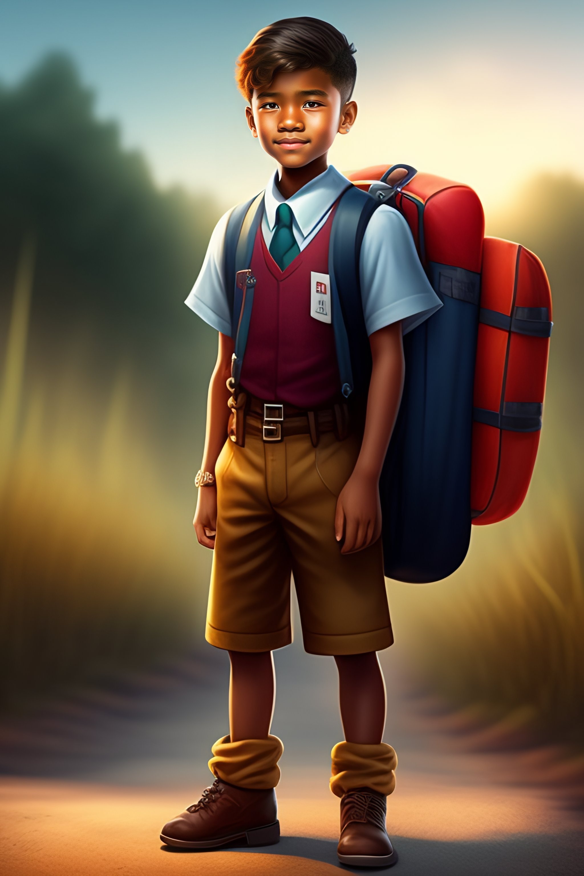 Lexica Character for a board game, a boy a schoolboy who studies at