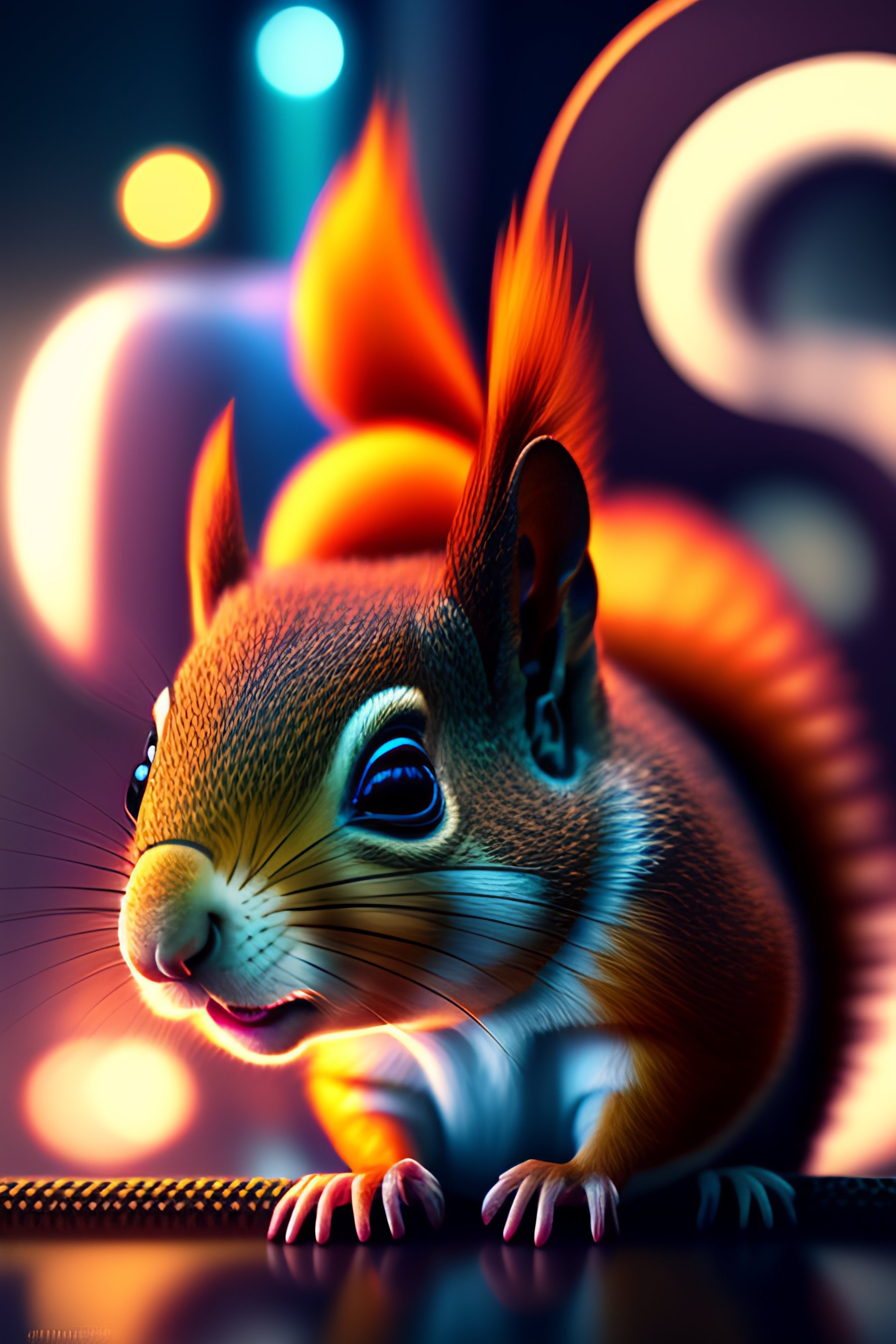 Lexica - Baby squirrel in futuristic casino intricate abstract ...